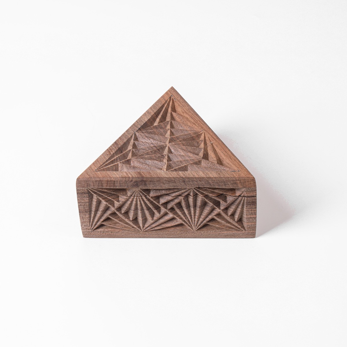 Pyramid jewelry box With Fine Carvings | walnut Wood Jewelry Box 8