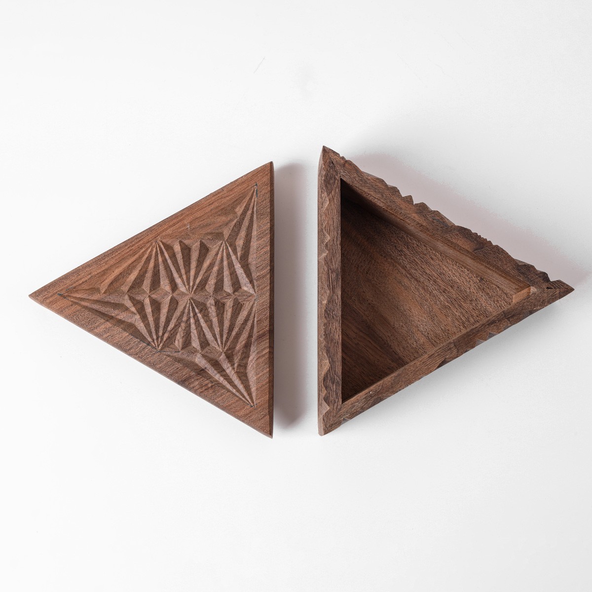 Pyramid jewelry box With Fine Carvings | walnut Wood Jewelry Box 9