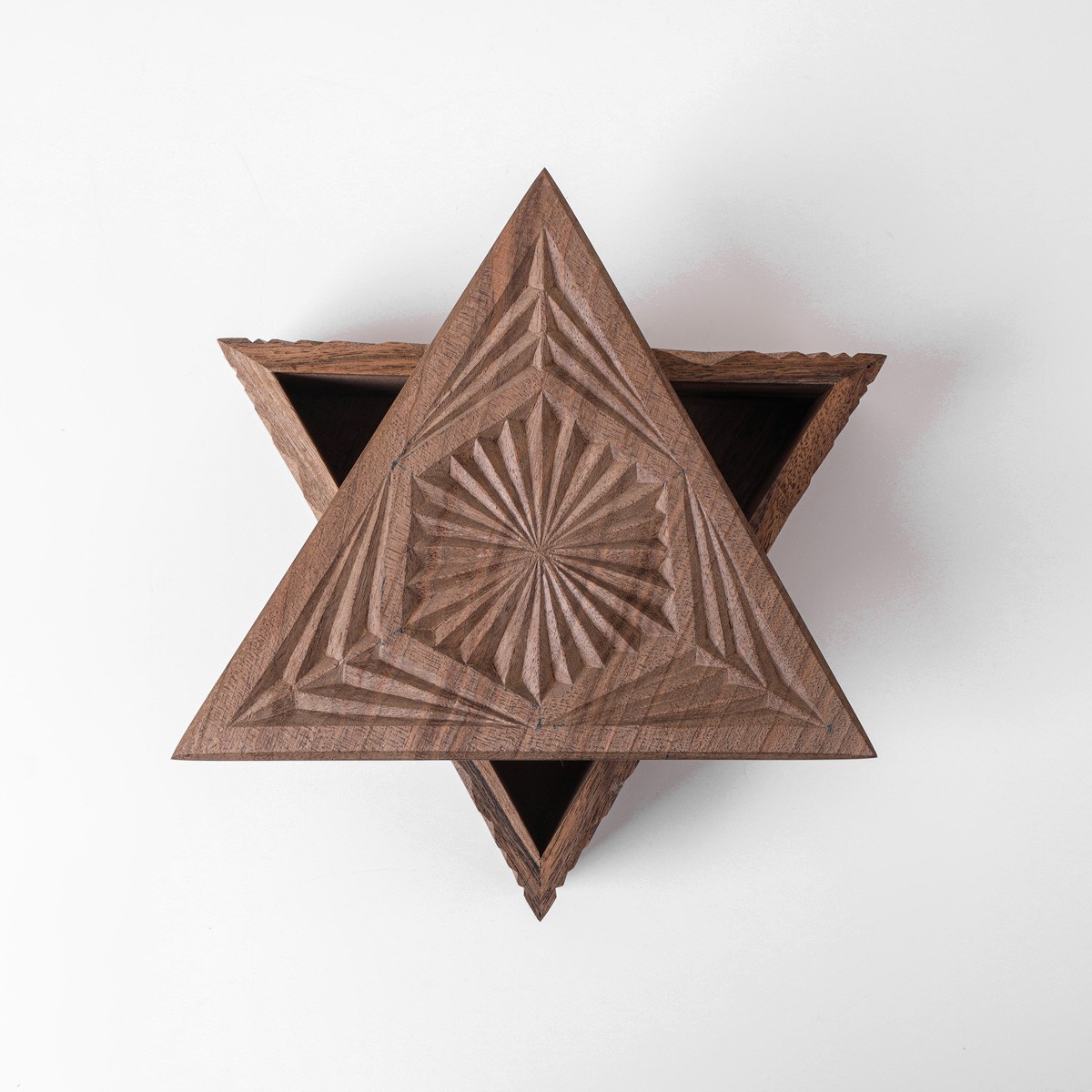 Three cornered jewelry boz With Fine Carvings | walnut Wood Jewelry Box 4