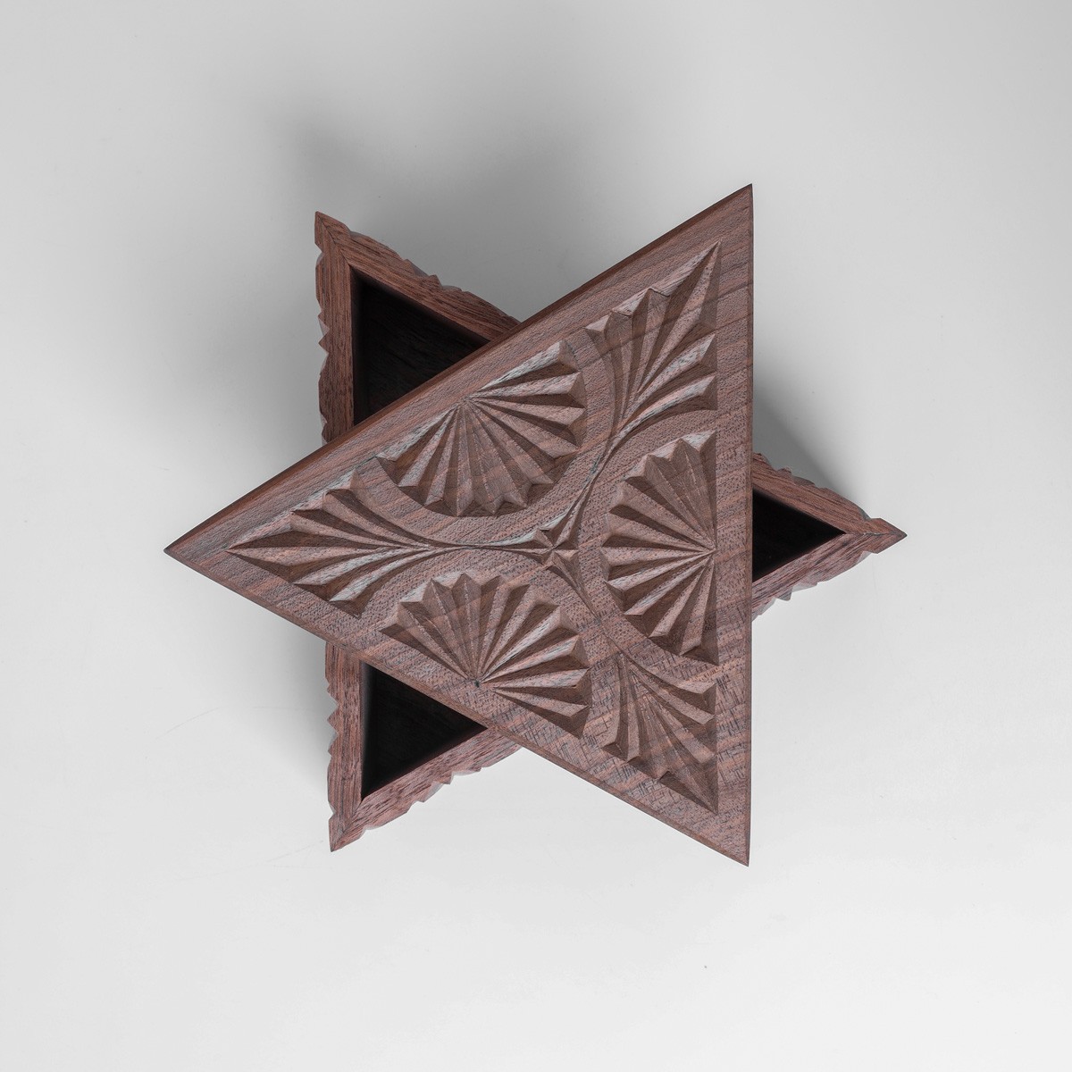 Three cornered jewelry boz With Fine Carvings | walnut Wood Jewelry Box 3