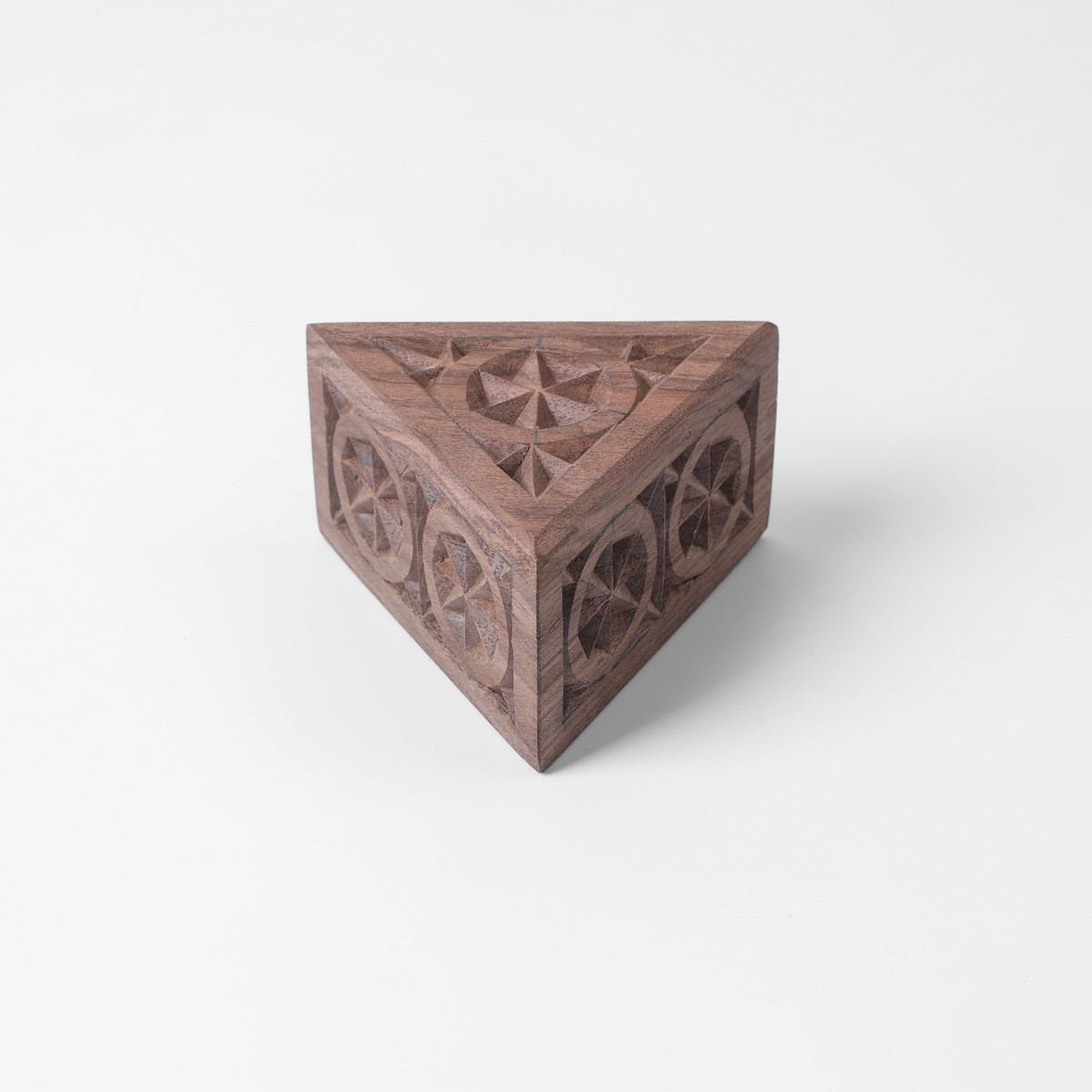 Three cornered jewelry boz With Fine Carvings | walnut Wood Jewelry Box 3