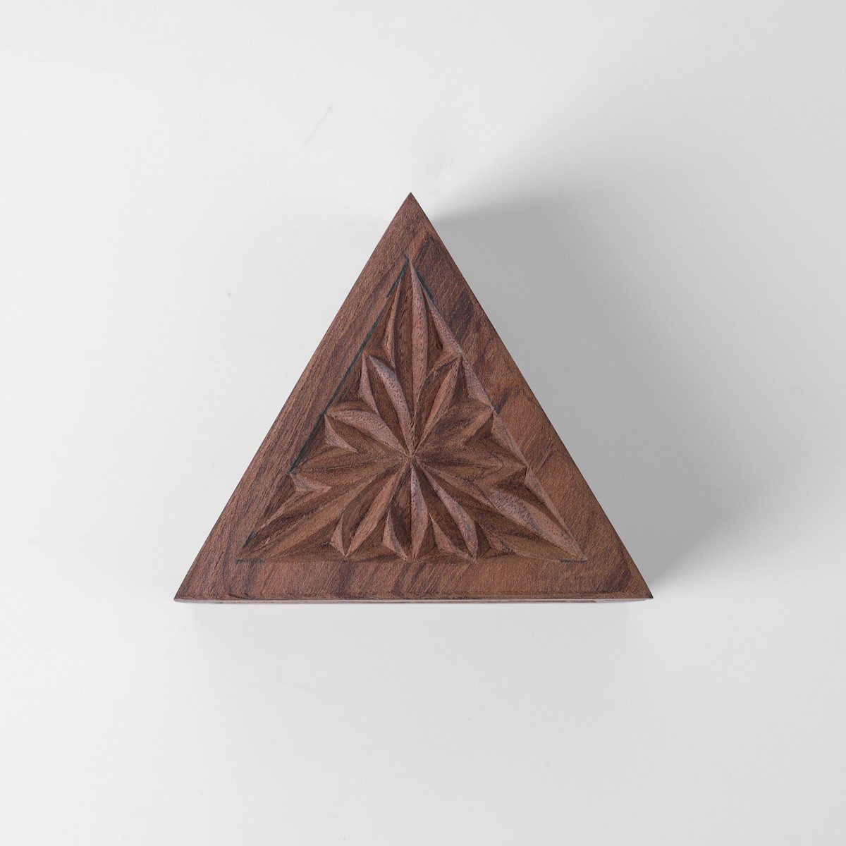 Three cornered jewelry boz With Fine Carvings | walnut Wood Jewelry Box 4