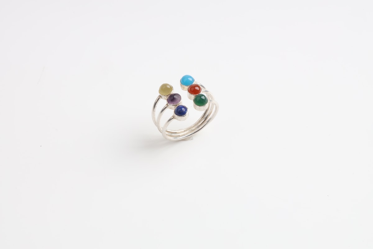 Silver Ring with Six Gemstones 2