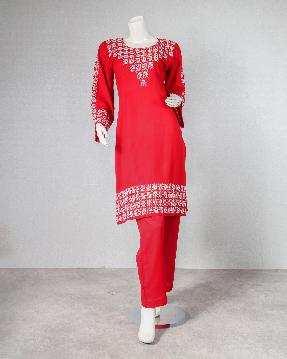 Hazargi hand embriodery red color dress 7