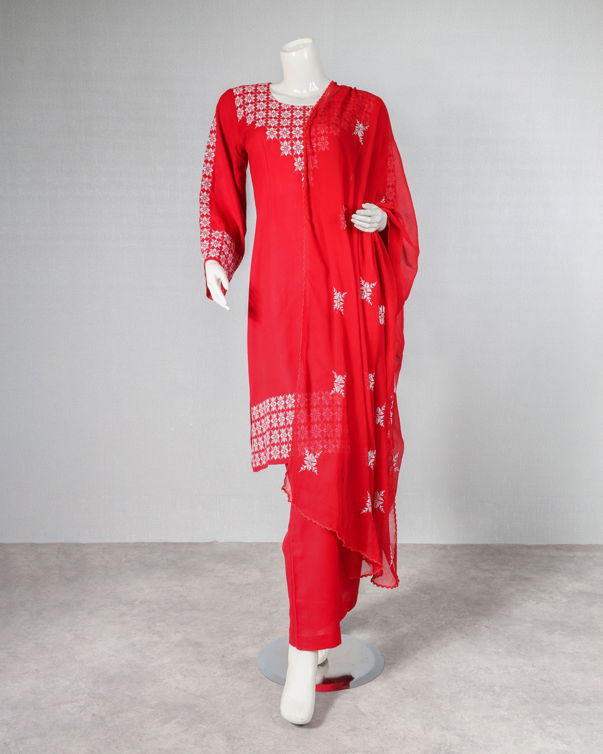 Hazargi hand embriodery red color dress 2