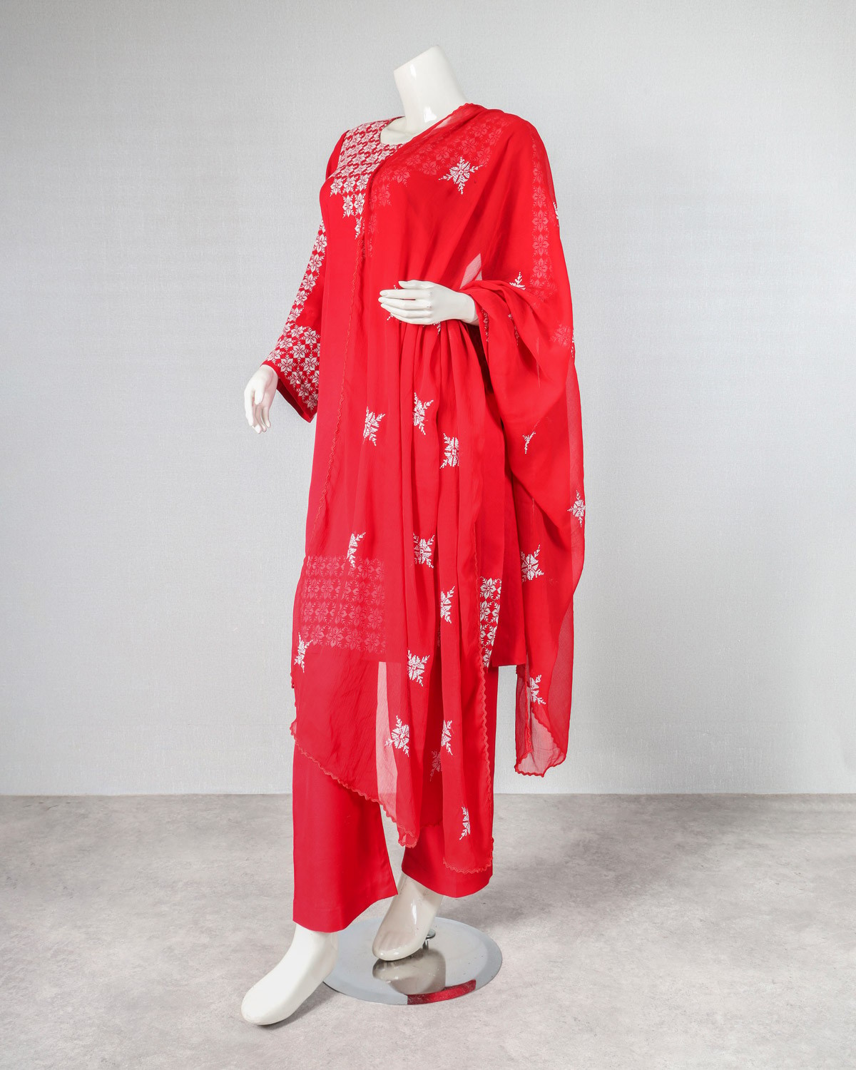 Hazargi hand embriodery red color dress 1