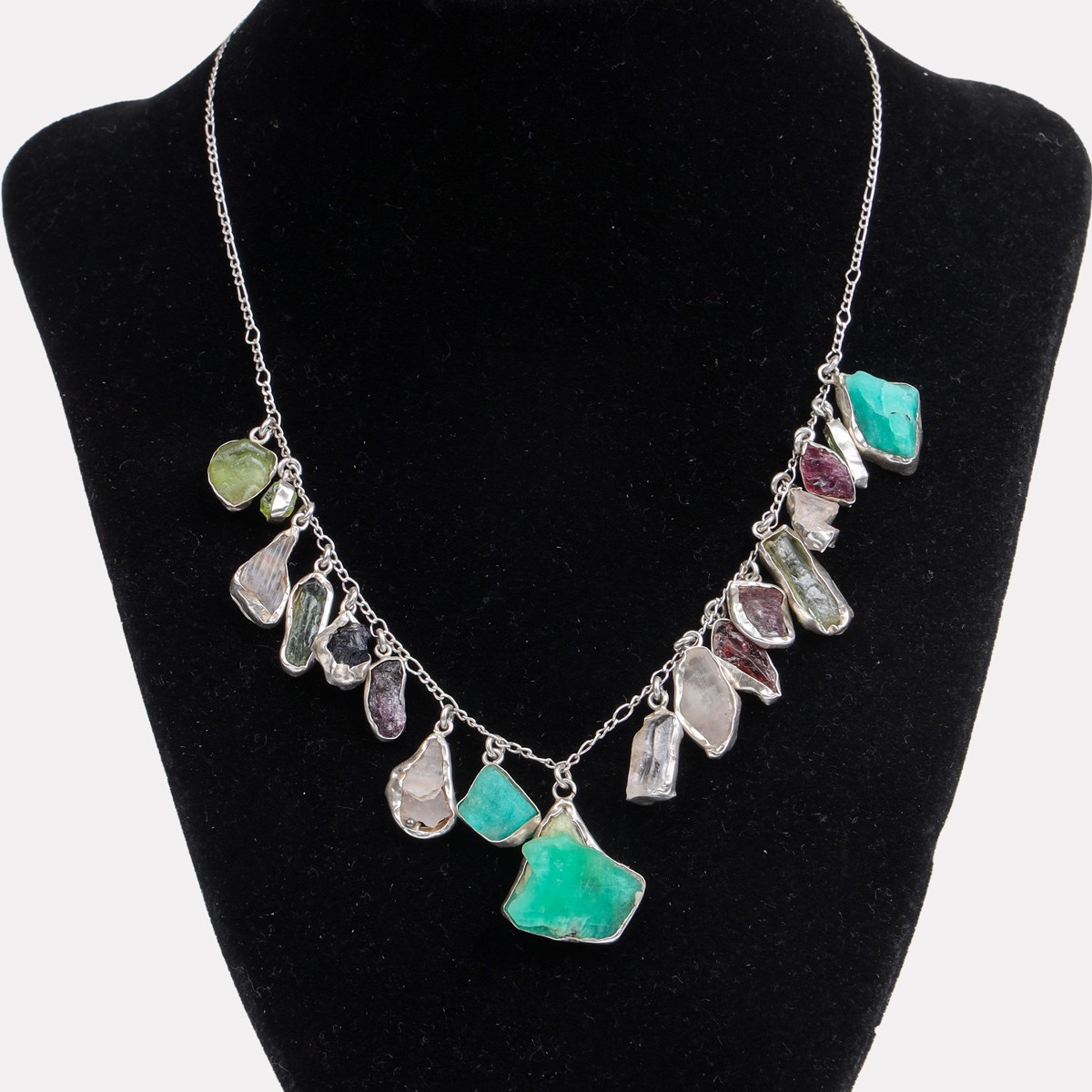 Multi Stone Charm Necklace | Silver 925 Choker Necklace  2