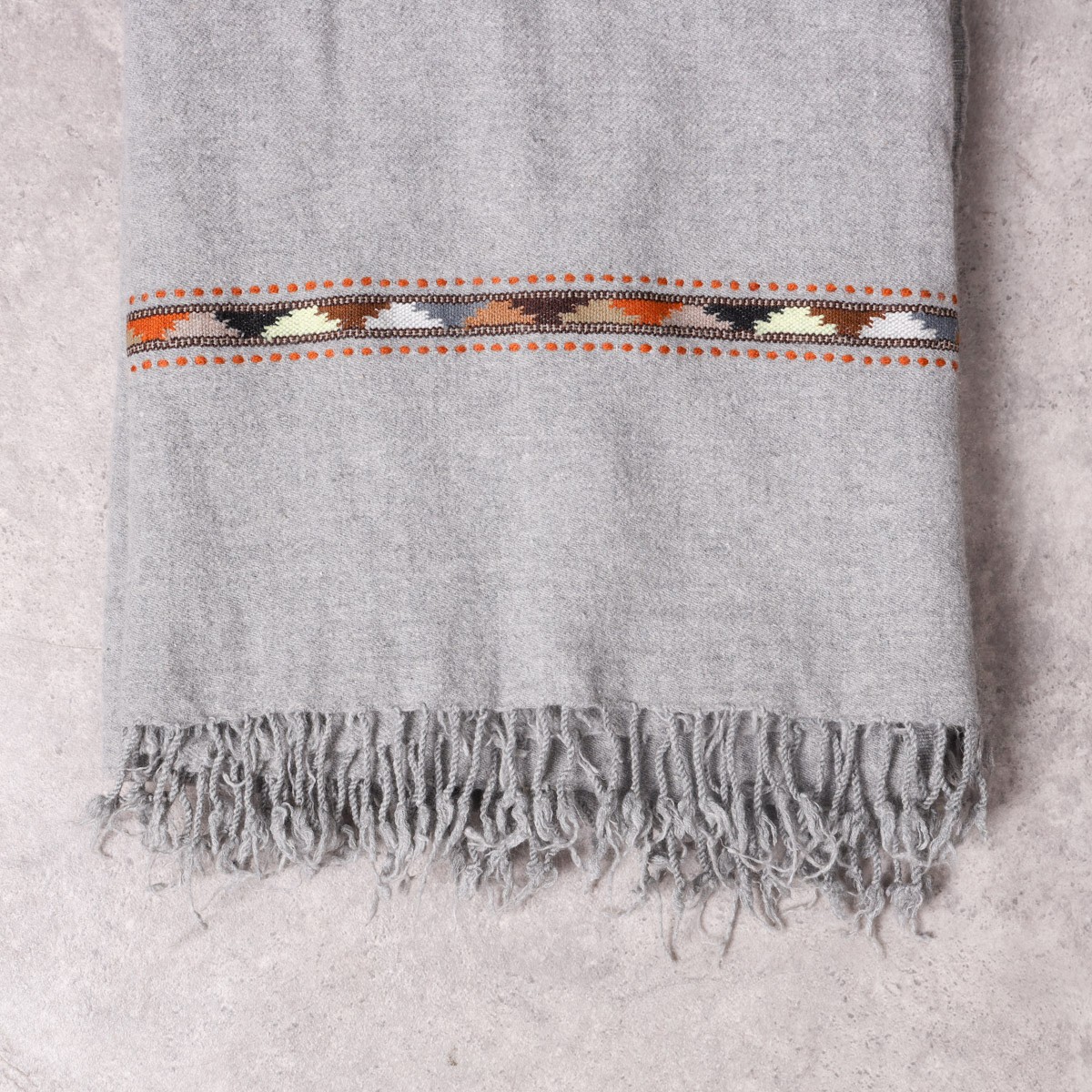 Men's Grey Wool Pato Shawl - Handmade Afghan Classic Patu 1
