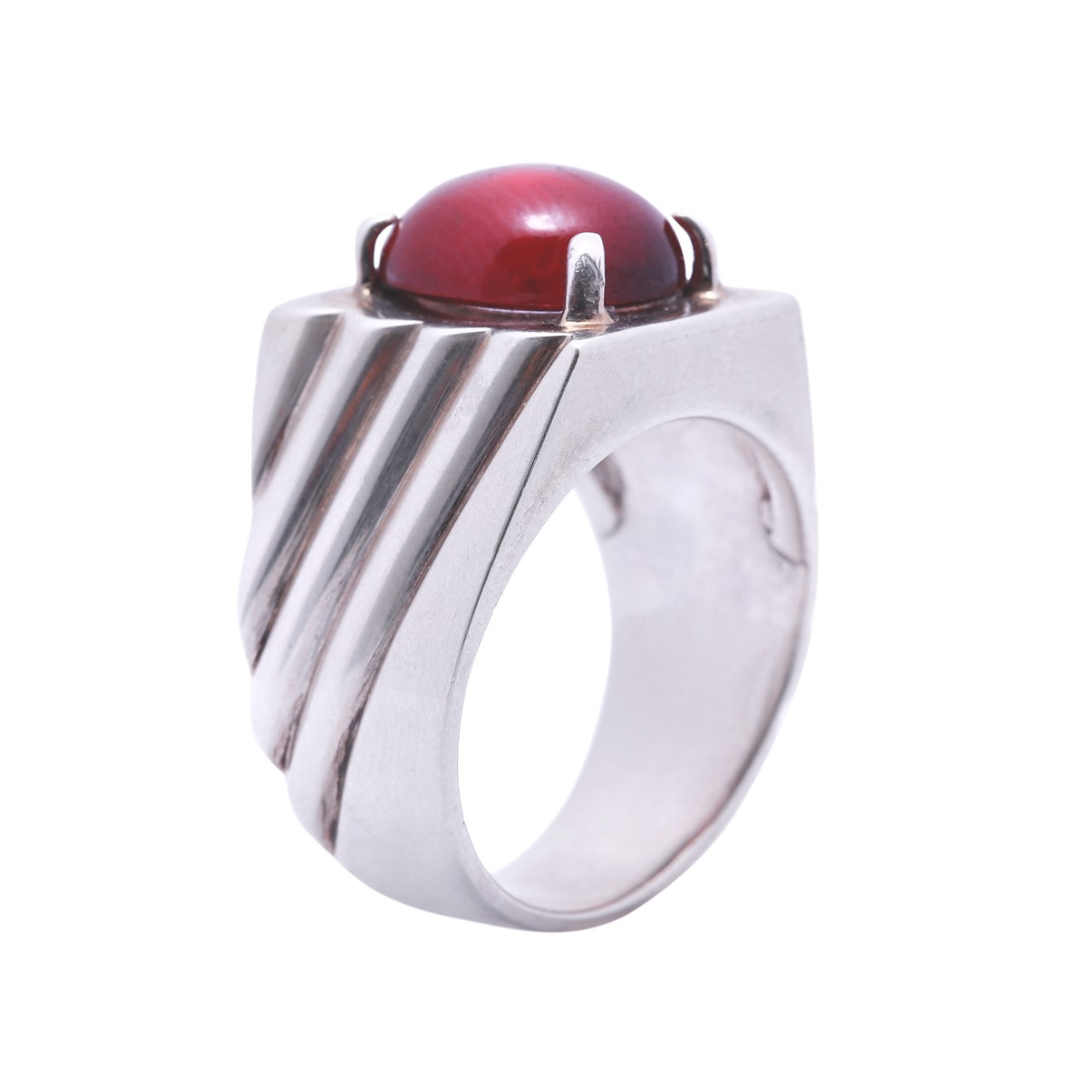 Red Garnet Stone Ring | Solitaire Silver Ring 1