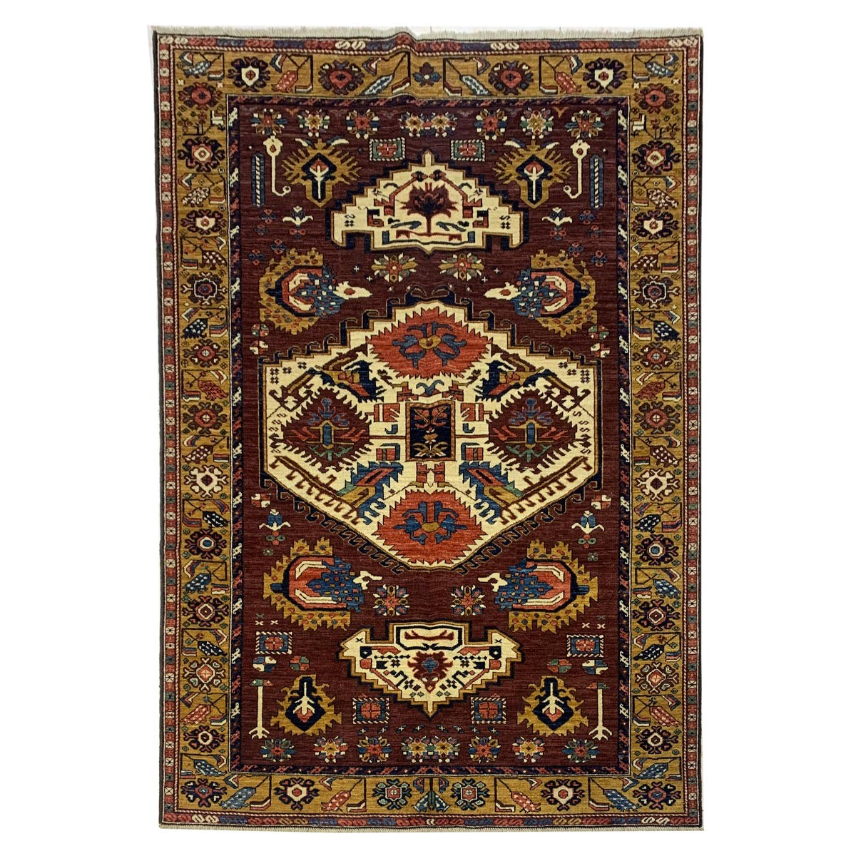 Brown Hand-woven Afghan Carpet | Turkmen Weave Area Carpet 1