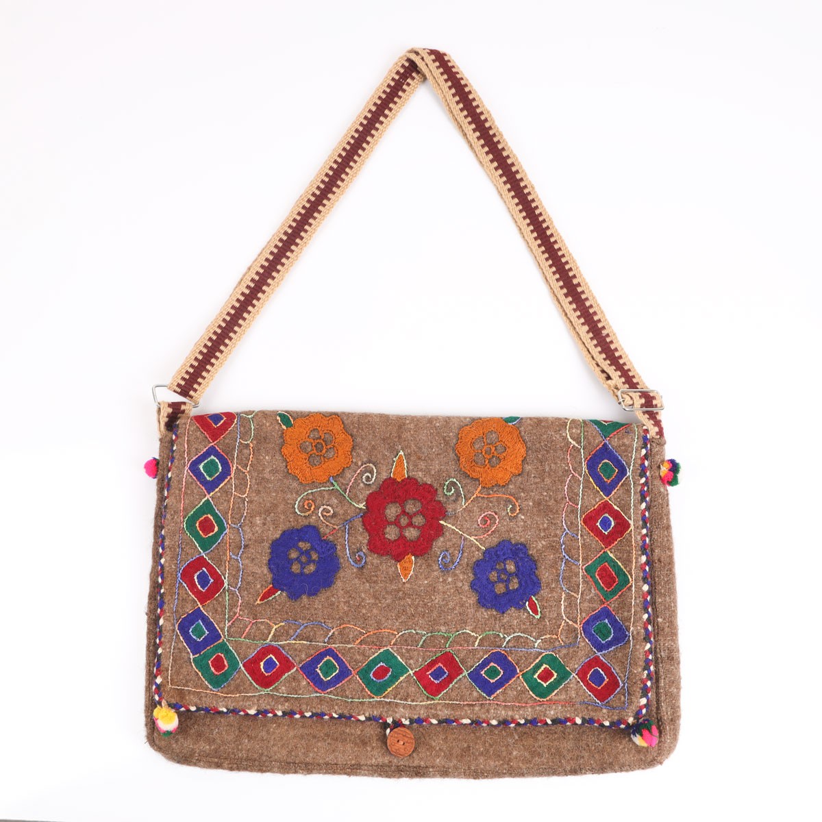 Brown Embroidered Handmade Computer Bag | Cross-body Shoulder Computer Bag 1