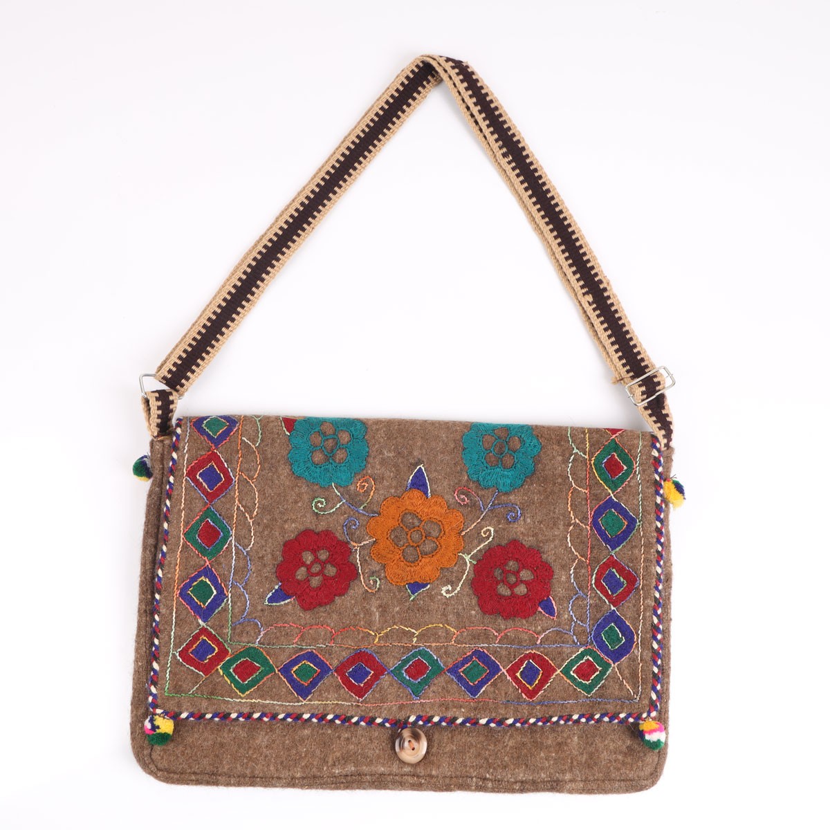 Brown Handmade Cross-Body Computer Bag | Woolen Cross-body Computer Bag 1