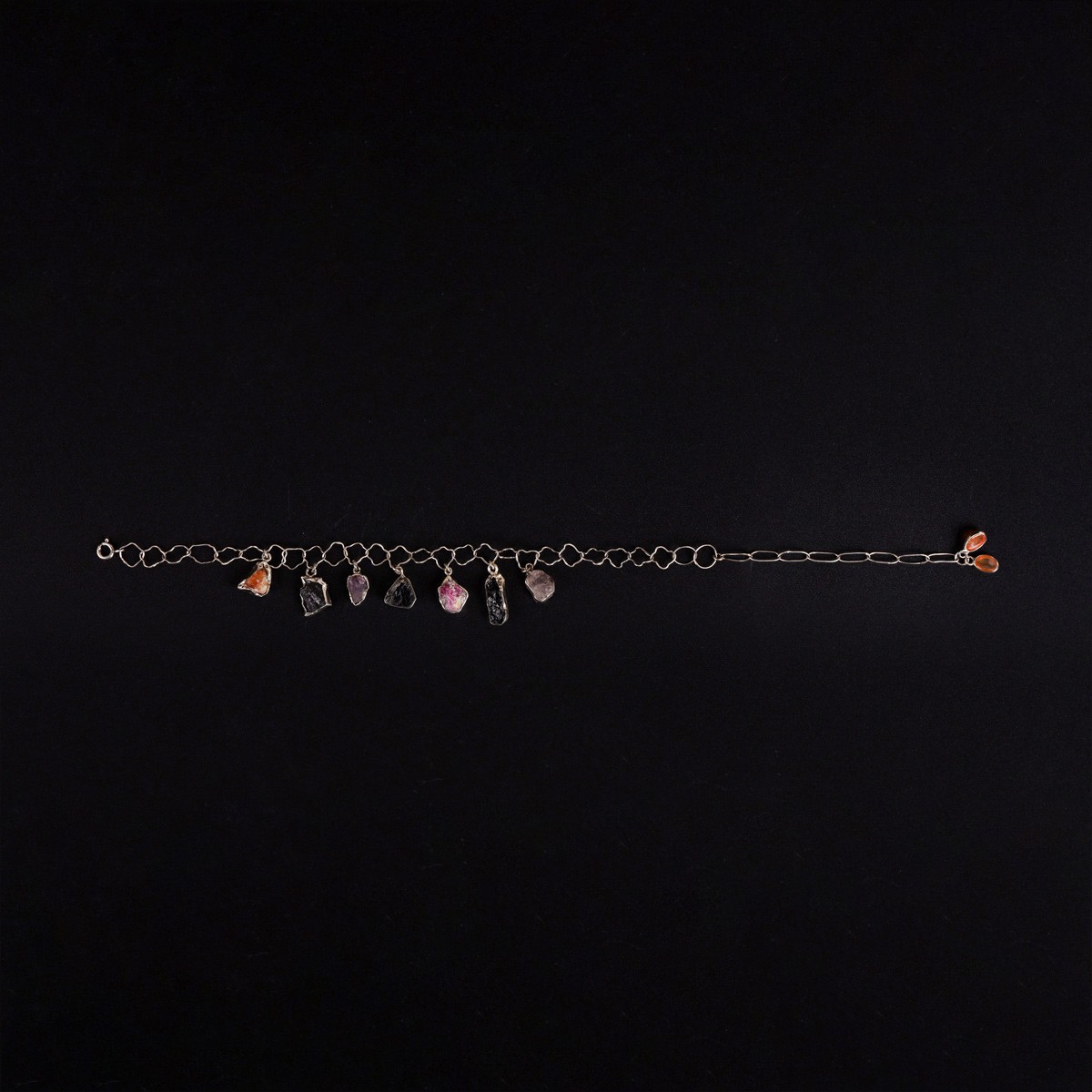 Multi Stone Charm Bracelet | 925 Silver Chain Bracelet 1