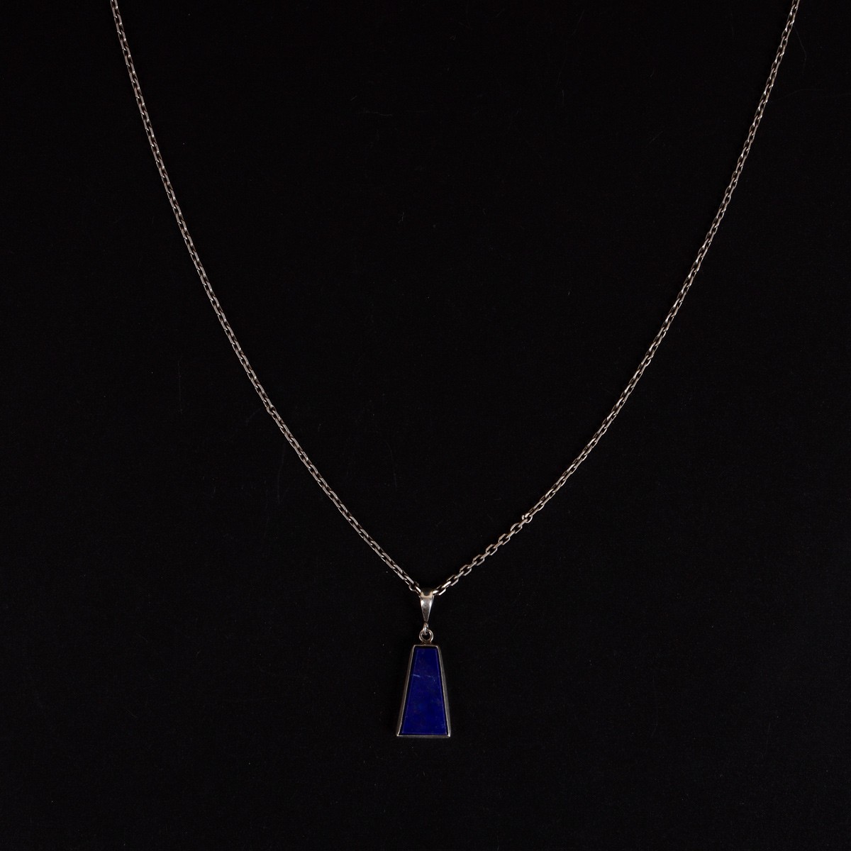 Lapis Lazuli Drop Pendant | 925 Silver Triangular Cut Locket  1