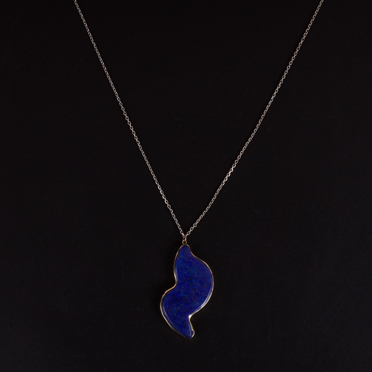 Lapis Lazuli Stone Solitaire Pendant | 925 Silver Drop Chain Locket  1