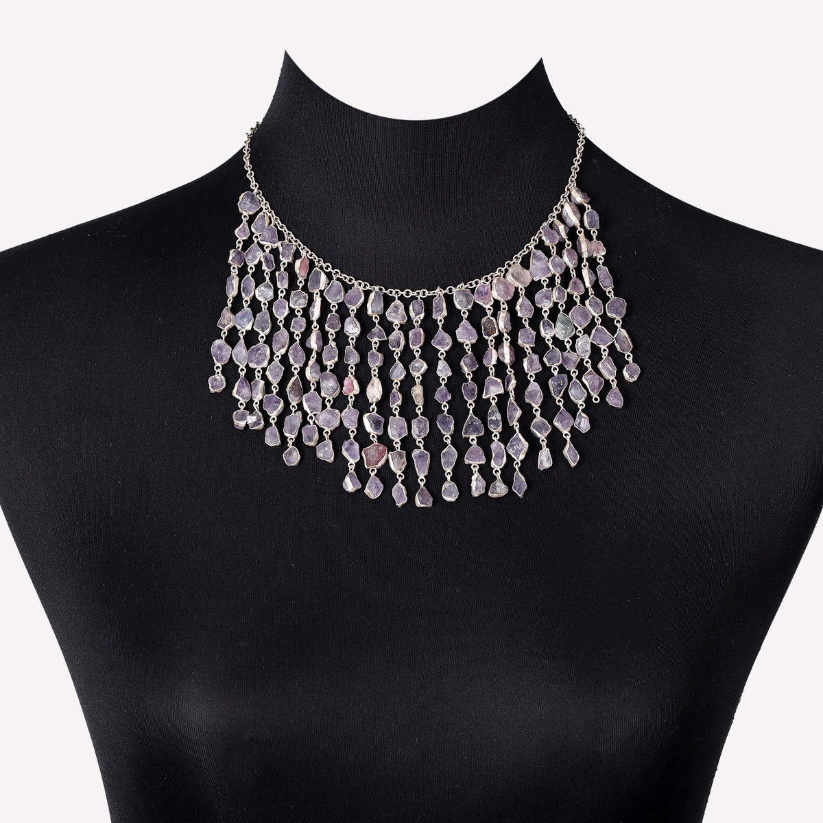 Spinel Stone Bib Necklace | 999 Silver Chain Choker Necklace  1
