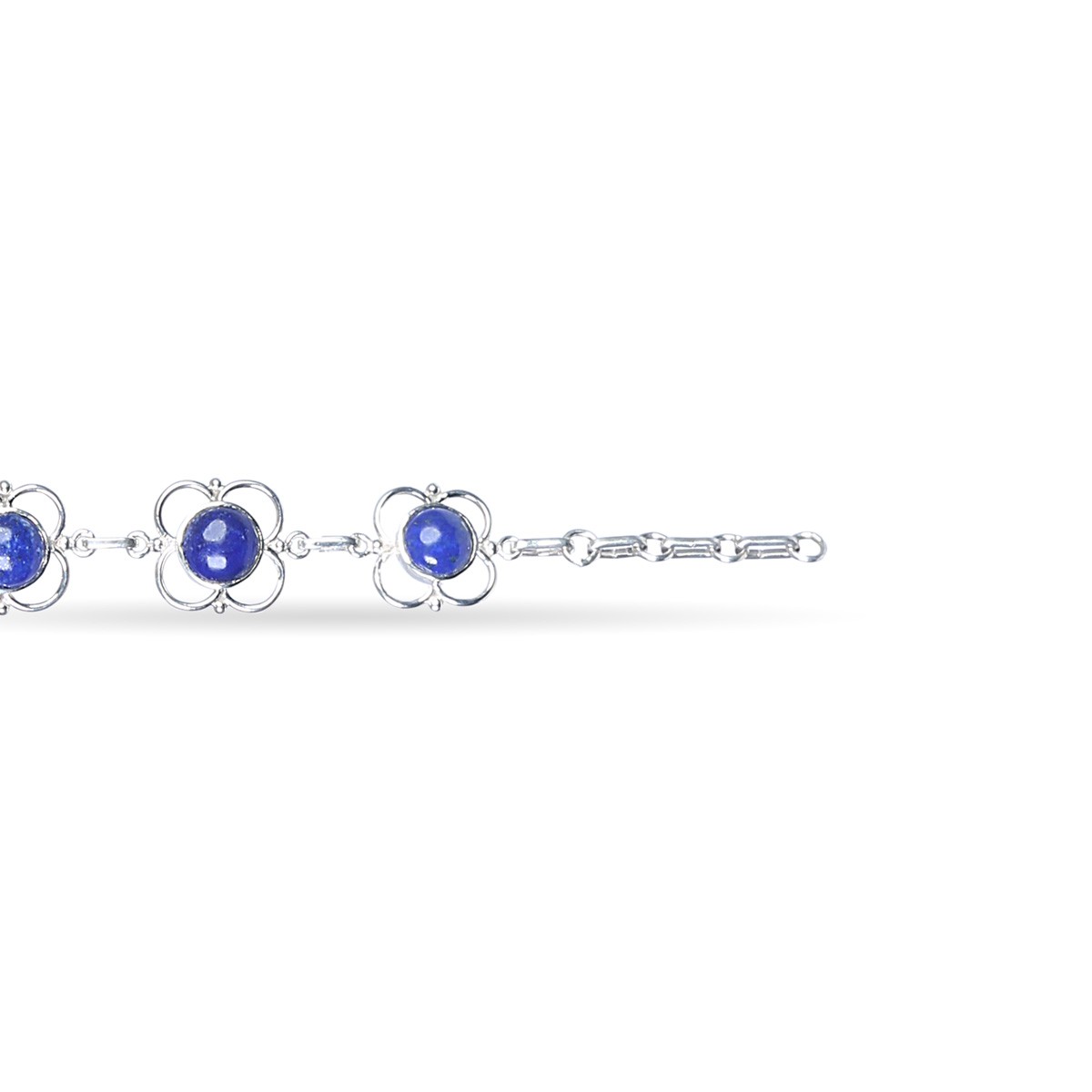 Lapis Chain Bracelet | Silver Floral Style Bracelet 3