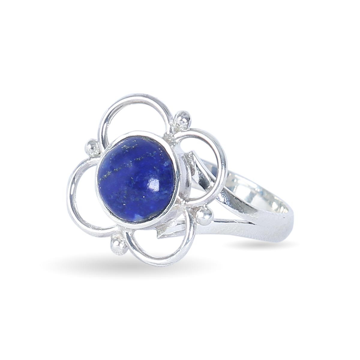 Lapis Lazuli Floral Ring | Silver Split Ring 1