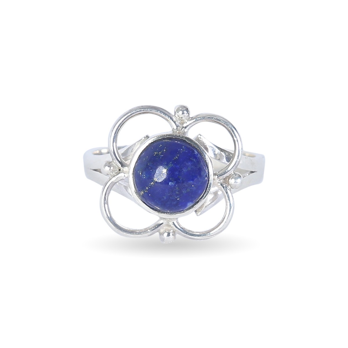 Lapis Lazuli Floral Ring | Silver Split Ring 2