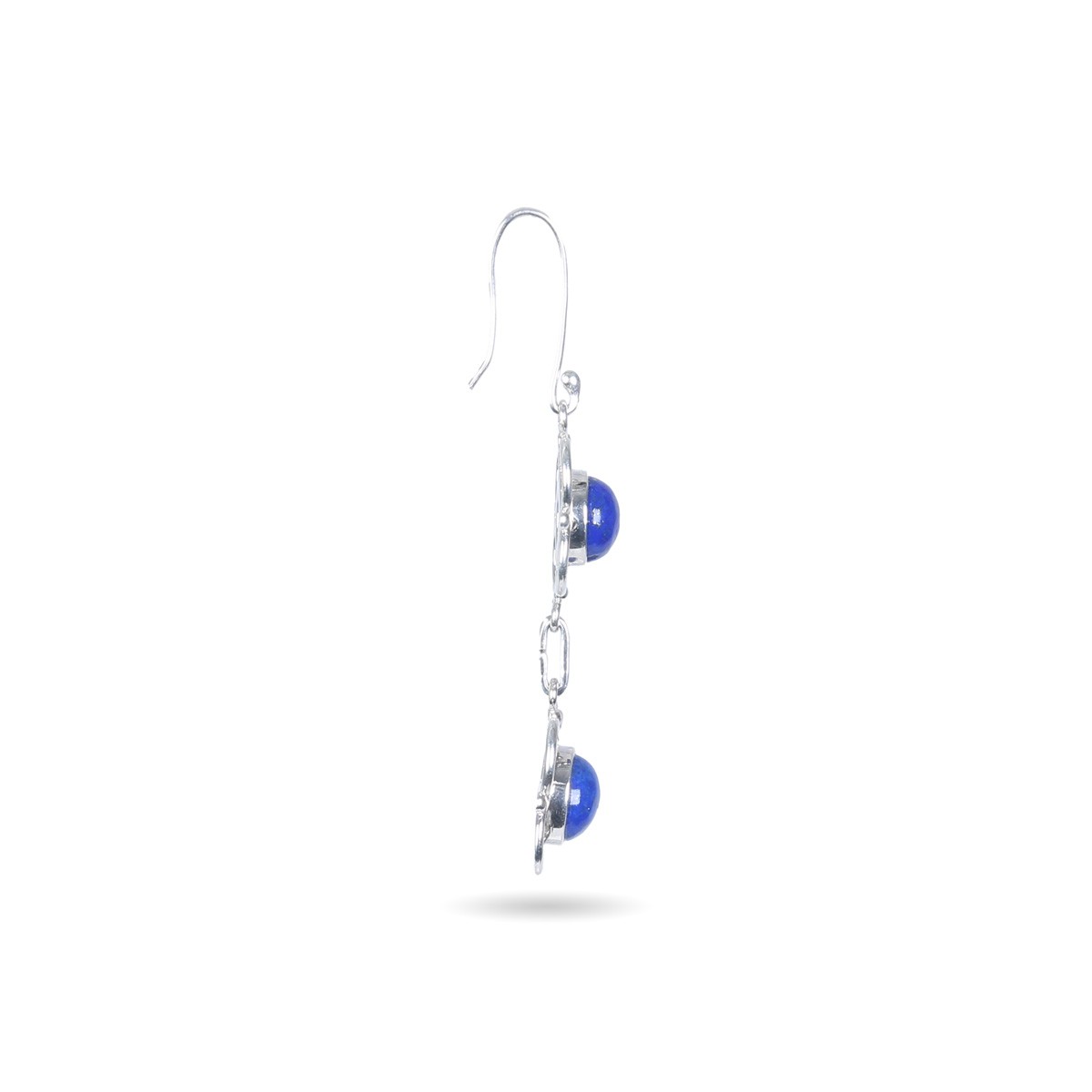 Dangle Lapis Earrings | Silver Floral Hook Earrings 2