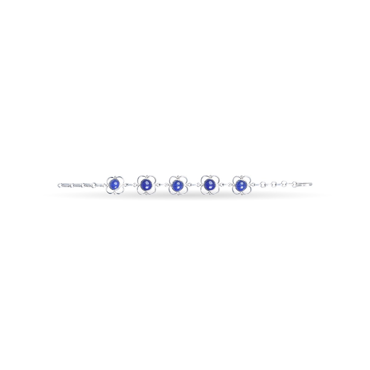 Lapis Chain Bracelet | Silver Floral Style Bracelet  2