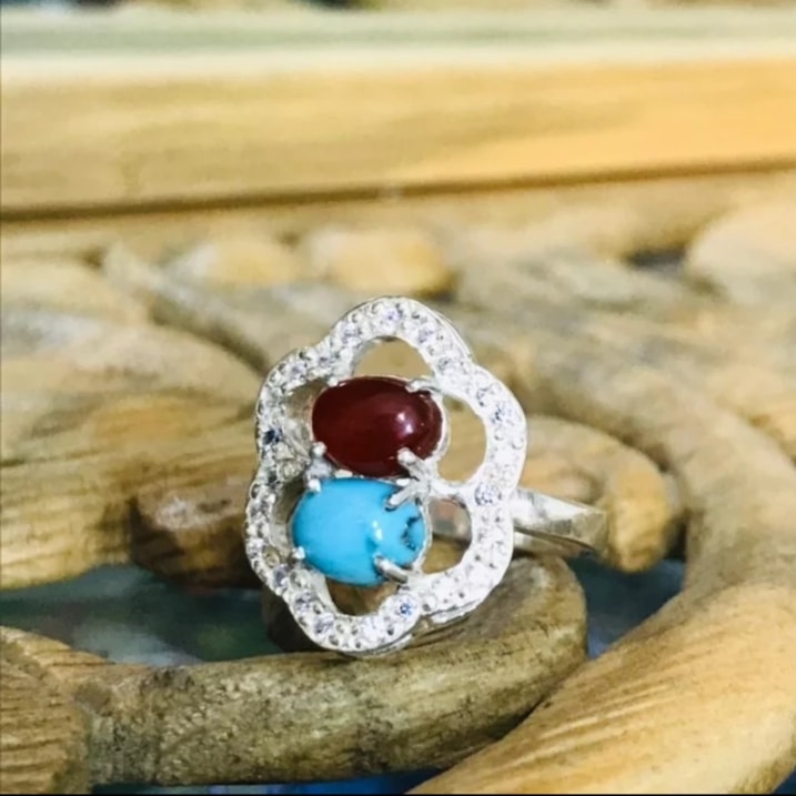 Two-Stone Floral Style Ring | Silver Cluster Ring 1