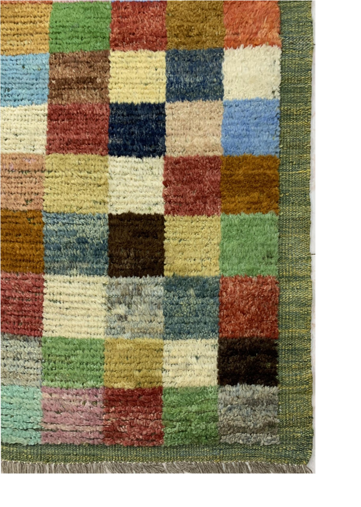 Green Gabba Square Pattern Afghan Handmade Carpet | Turkmen Weave Carpet 5.90 X 3.50 (ft) 2