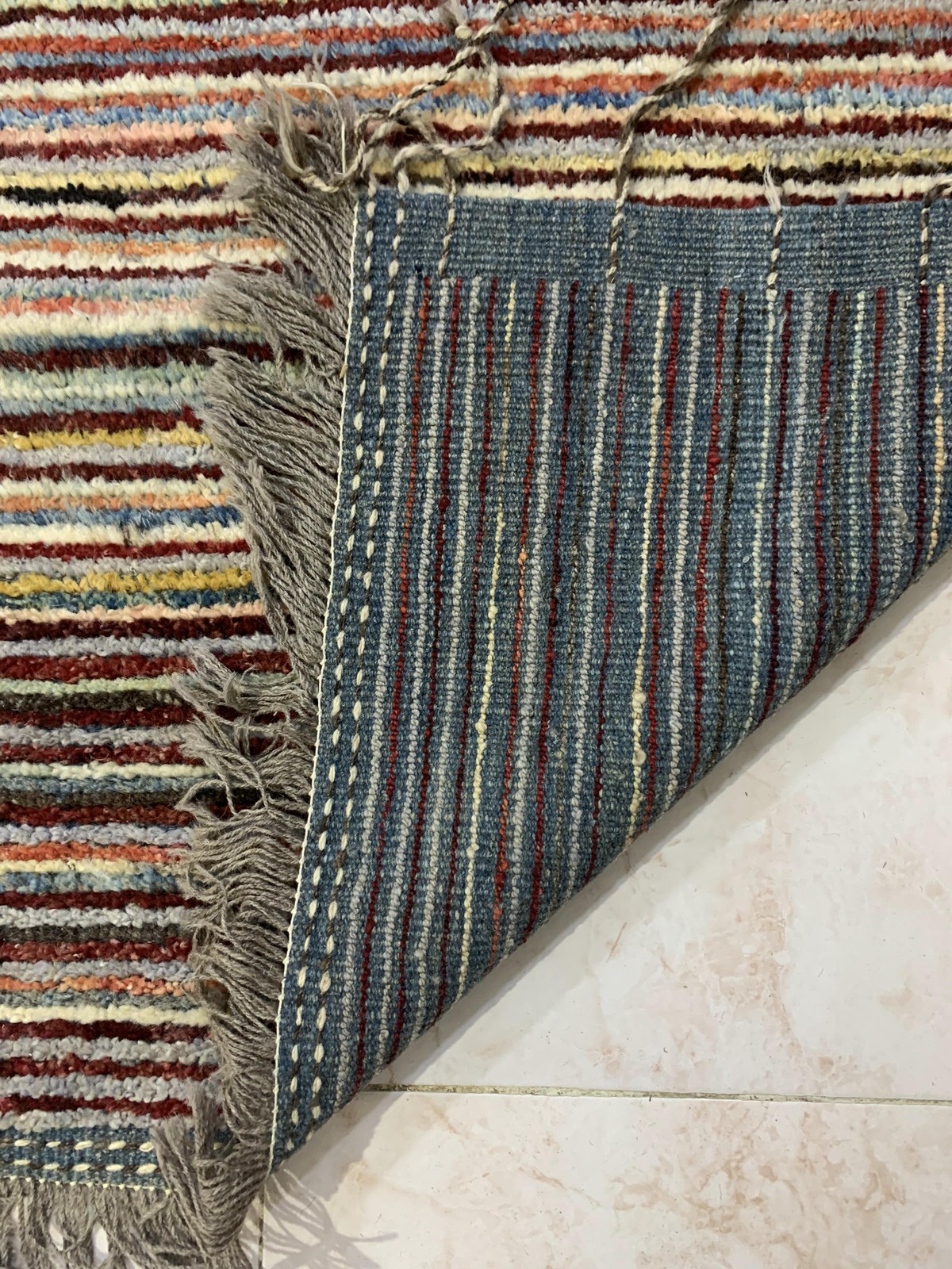 Gray Gabba Stripped Afghan Handmade Rug | Turkmen Weave Runner Rug 10 x 3 (ft) 3
