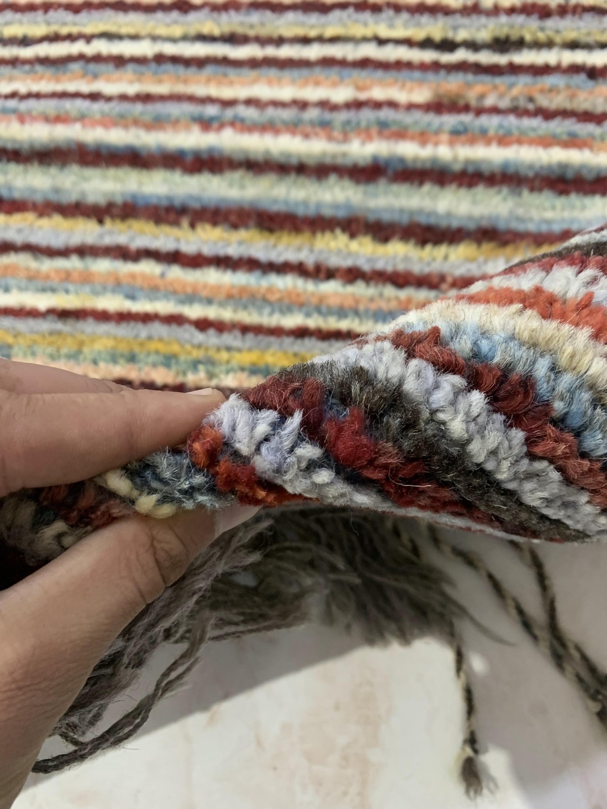 Gray Gabba Stripped Afghan Handmade Rug | Turkmen Weave Runner Rug 10 x 3 (ft) 4