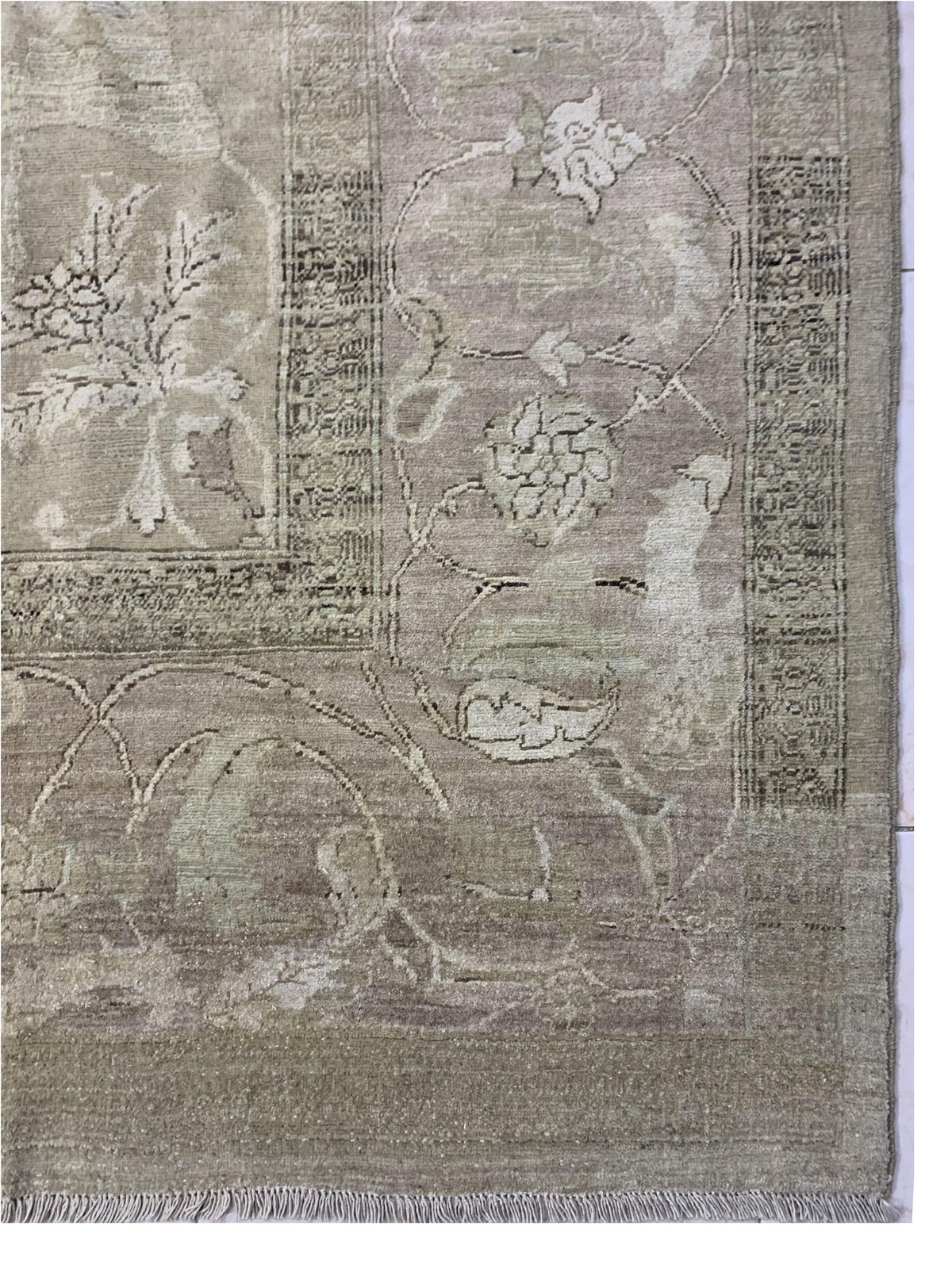 Off-White Chobi Afghan Handmade Carpet | Turkmen Weave Carpet 9.20 X 8.70 (ft) 1