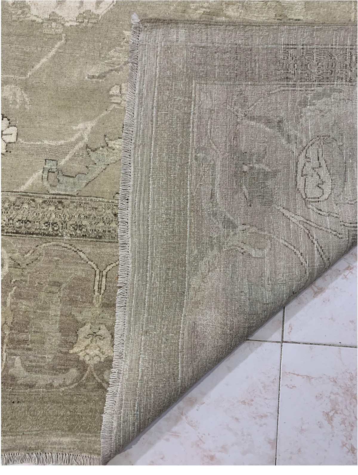 Off-White Chobi Afghan Handmade Carpet | Turkmen Weave Carpet 9.20 X 8.70 (ft) 2