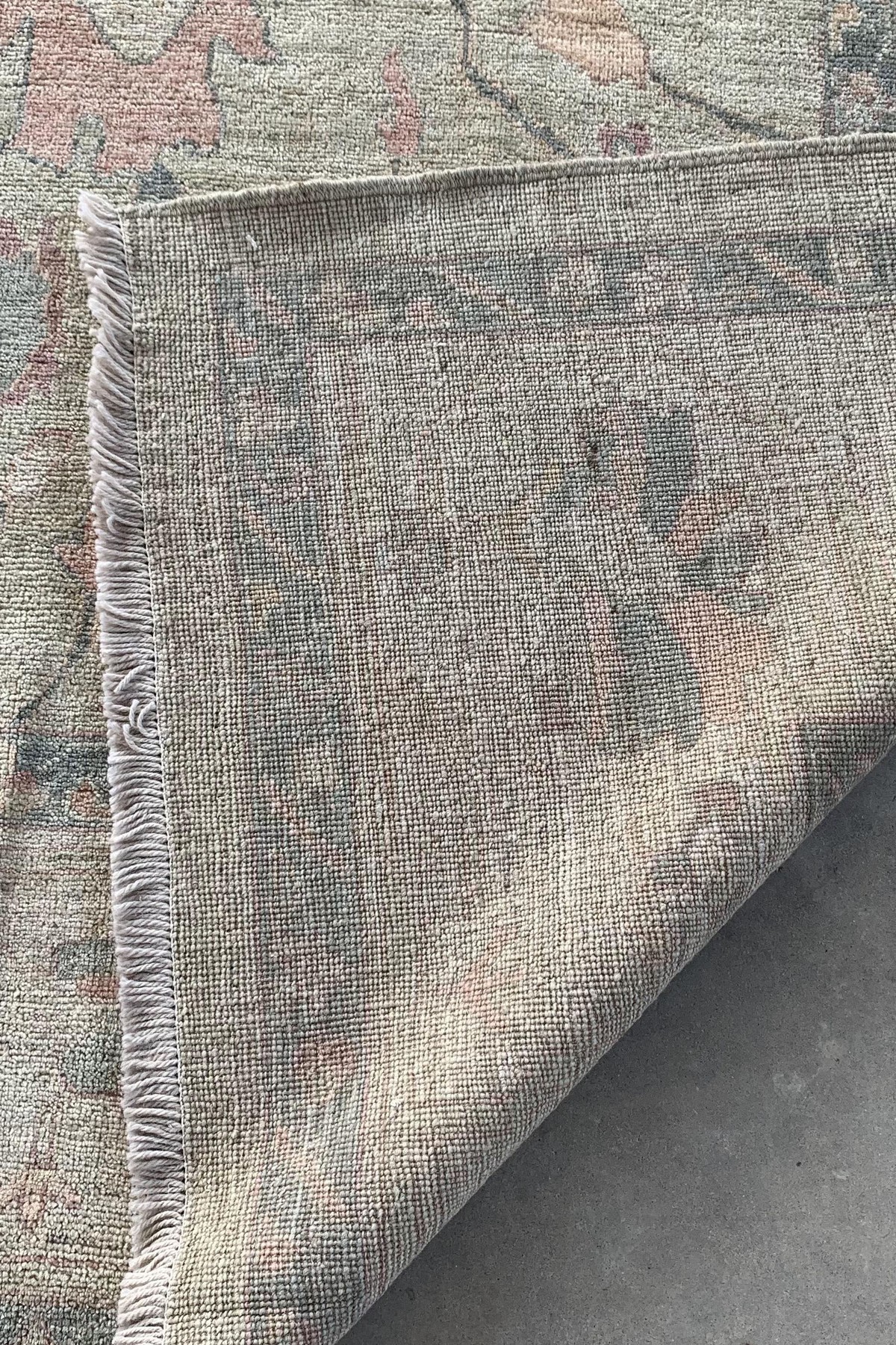 Grayish Cream Turkish Ushak Design Handmade Carpet | Turkmen Weave Carpet 9 X 6 (ft) 3