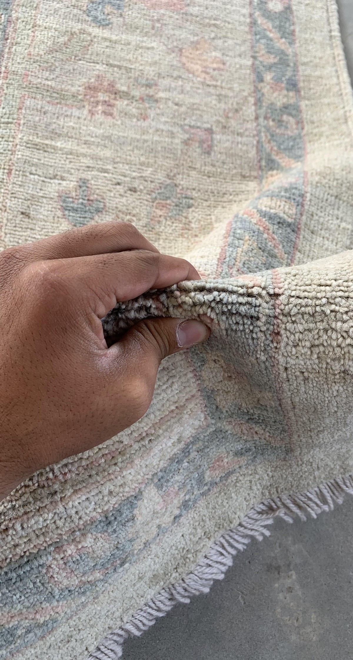 Grayish Cream Turkish Ushak Design Handmade Carpet | Turkmen Weave Carpet 9 X 6 (ft) 4