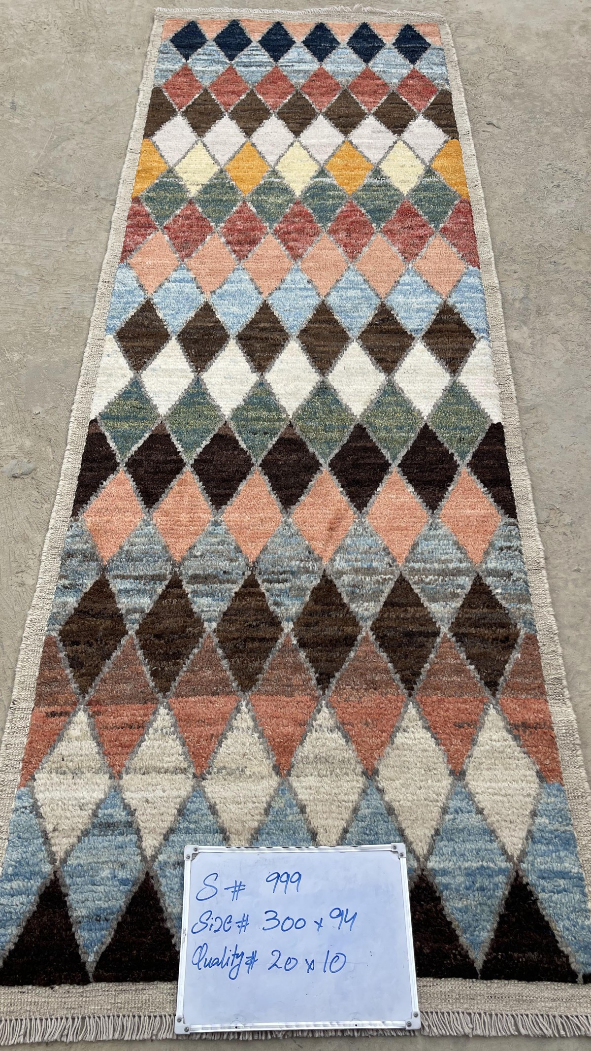 Woolen Moroccan Afghan Handmade Rug | Turkmen Weave Runner Rug 9.80 X 3 (ft) 3