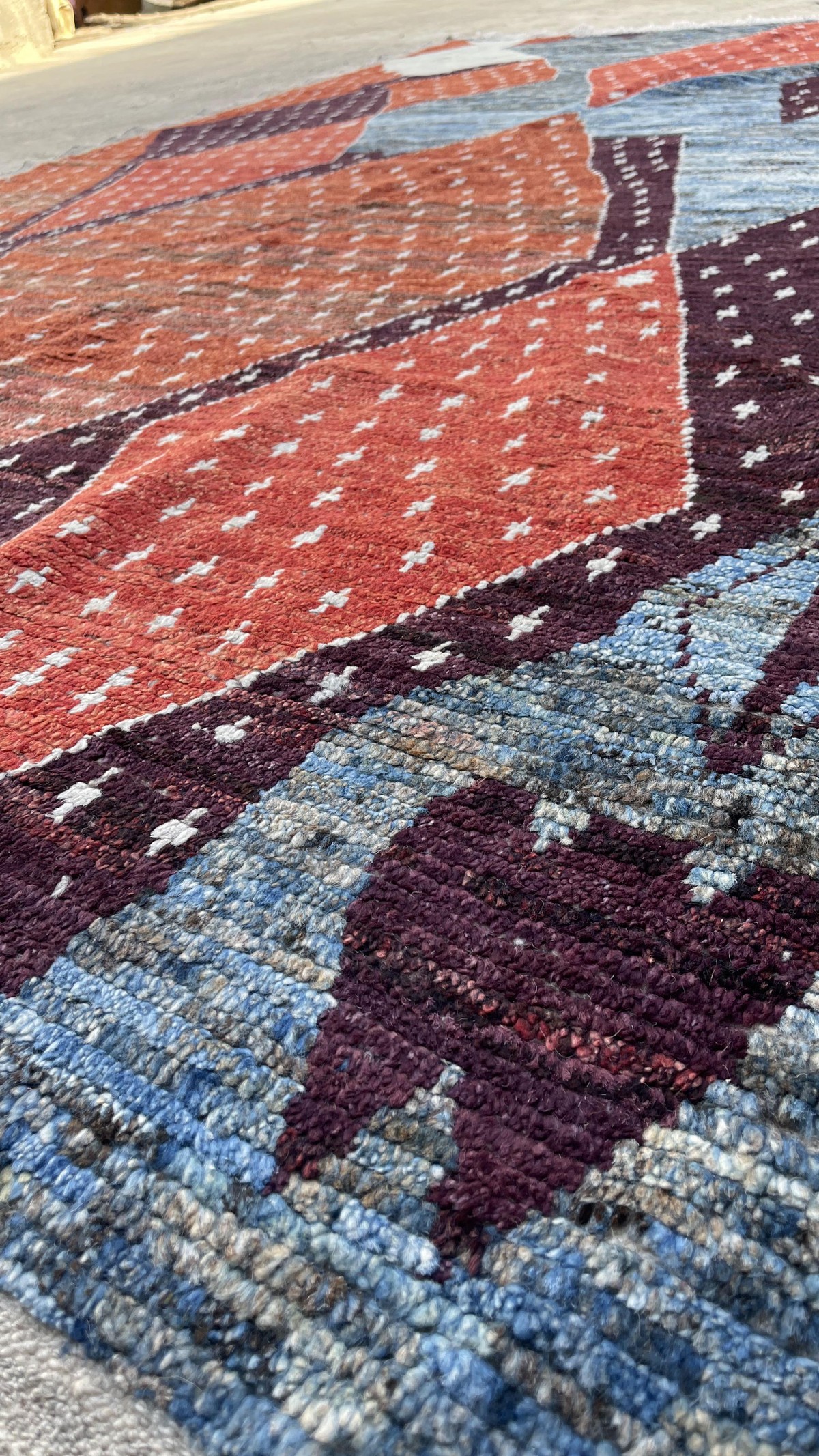 Woolen Handmade Moroccan Area Carpet | Turkmen Weave Carpet 9.50 X 6.30 (ft) 4