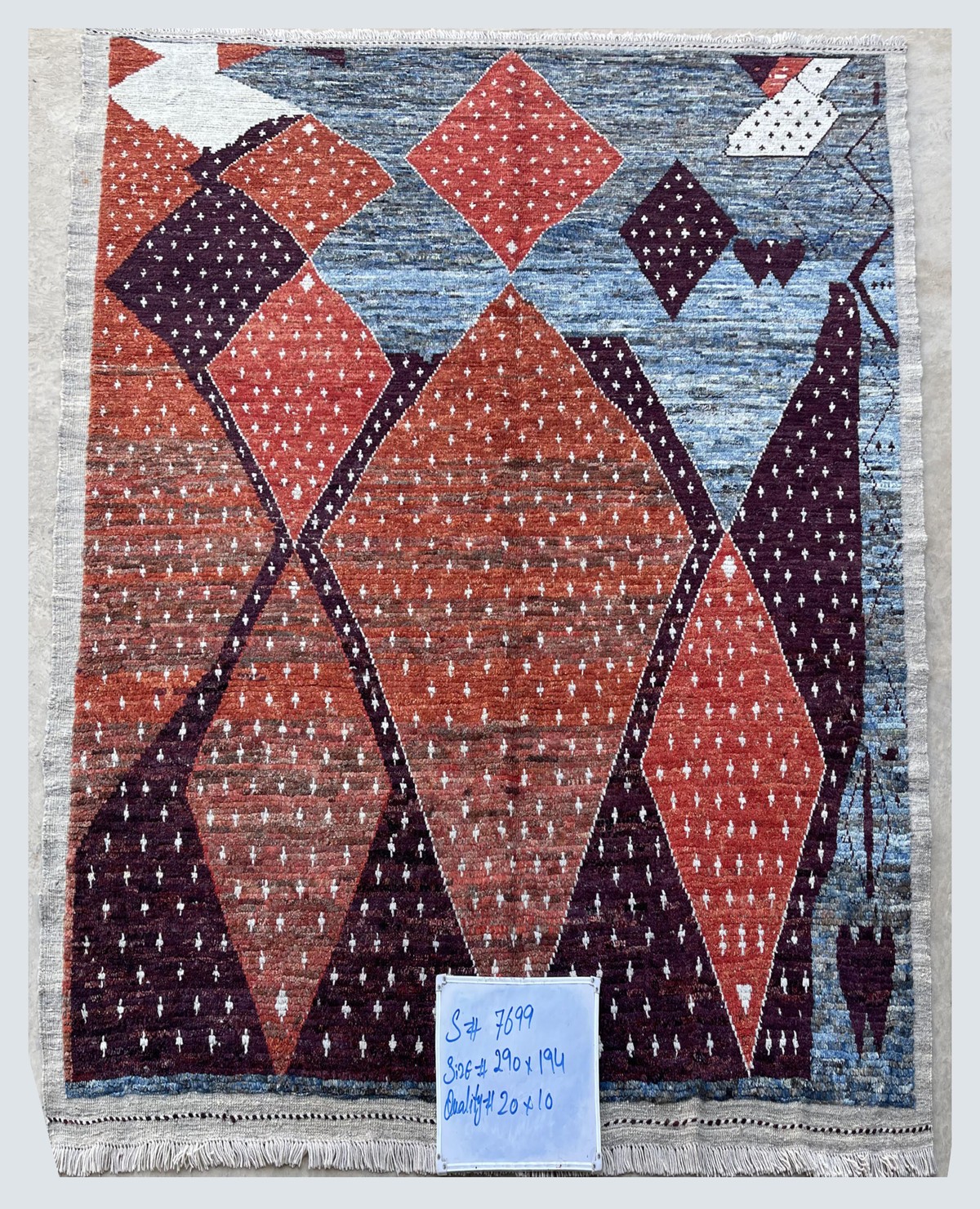 Woolen Handmade Moroccan Area Carpet | Turkmen Weave Carpet 9.50 X 6.30 (ft) 2