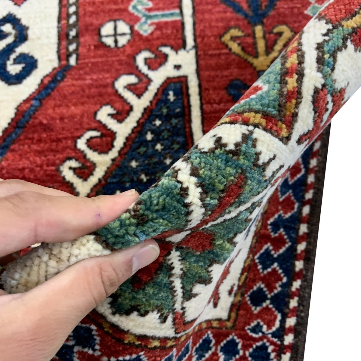 Traditional Afghan Tribal Carpet Reddish Green Hand-woven Afghani Carpet | Turkmen Weave Area Carpet 6.7 X 5 (ft) 1