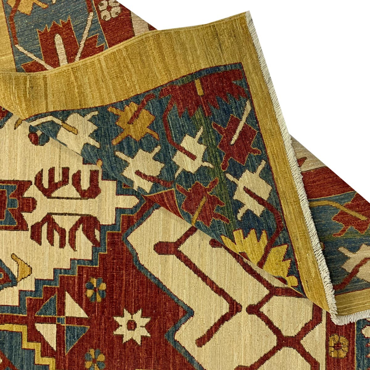 Reddish Cream Hand-woven Afghani Carpet | Turkmen Weave Area Carpet 10 x 8.50 (ft) 2
