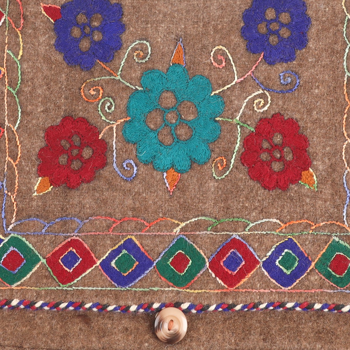 Brown Handmade Embroidered Computer Bag | Cross-body Shoulder Computer Bag 2