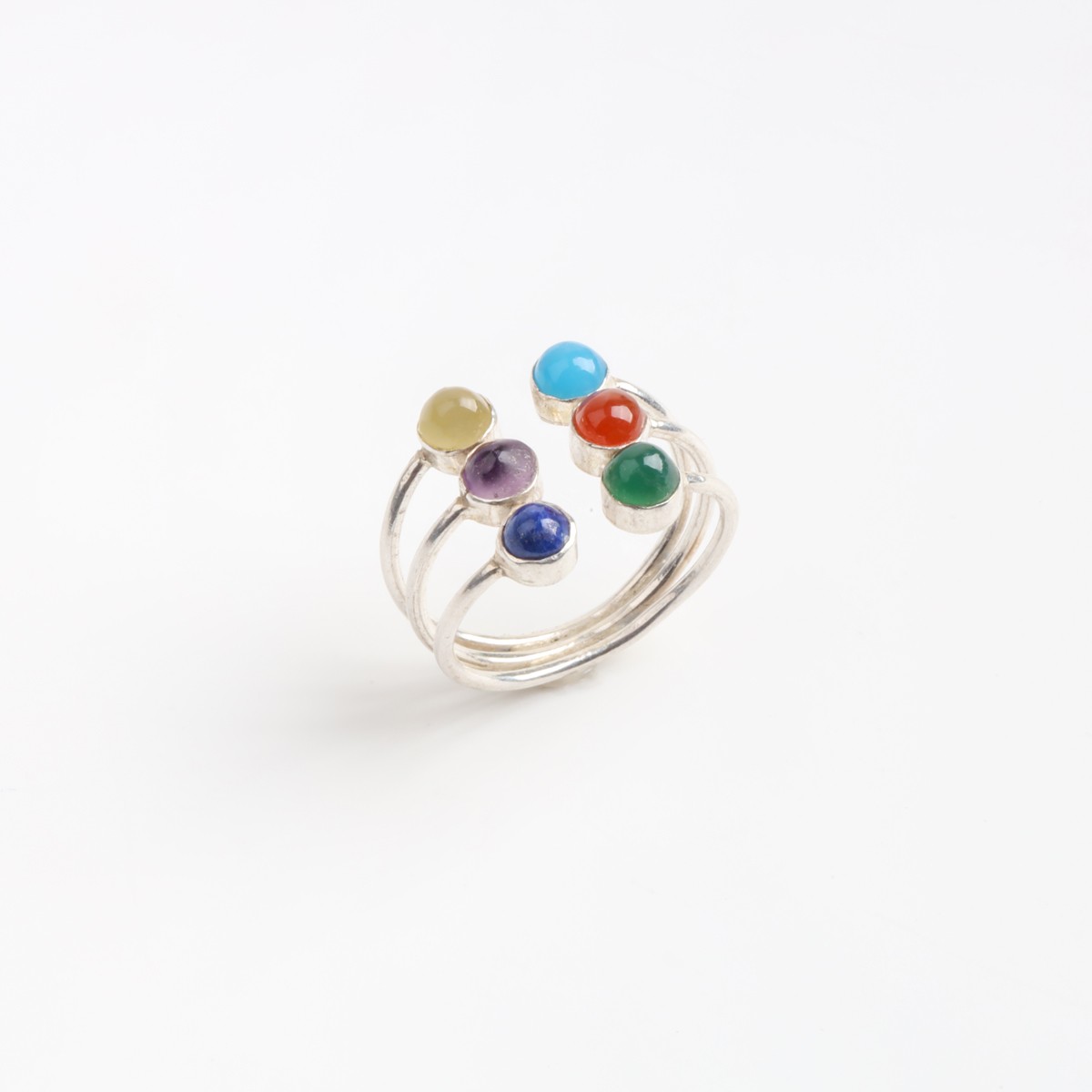 Silver Ring with Six Gemstones 3