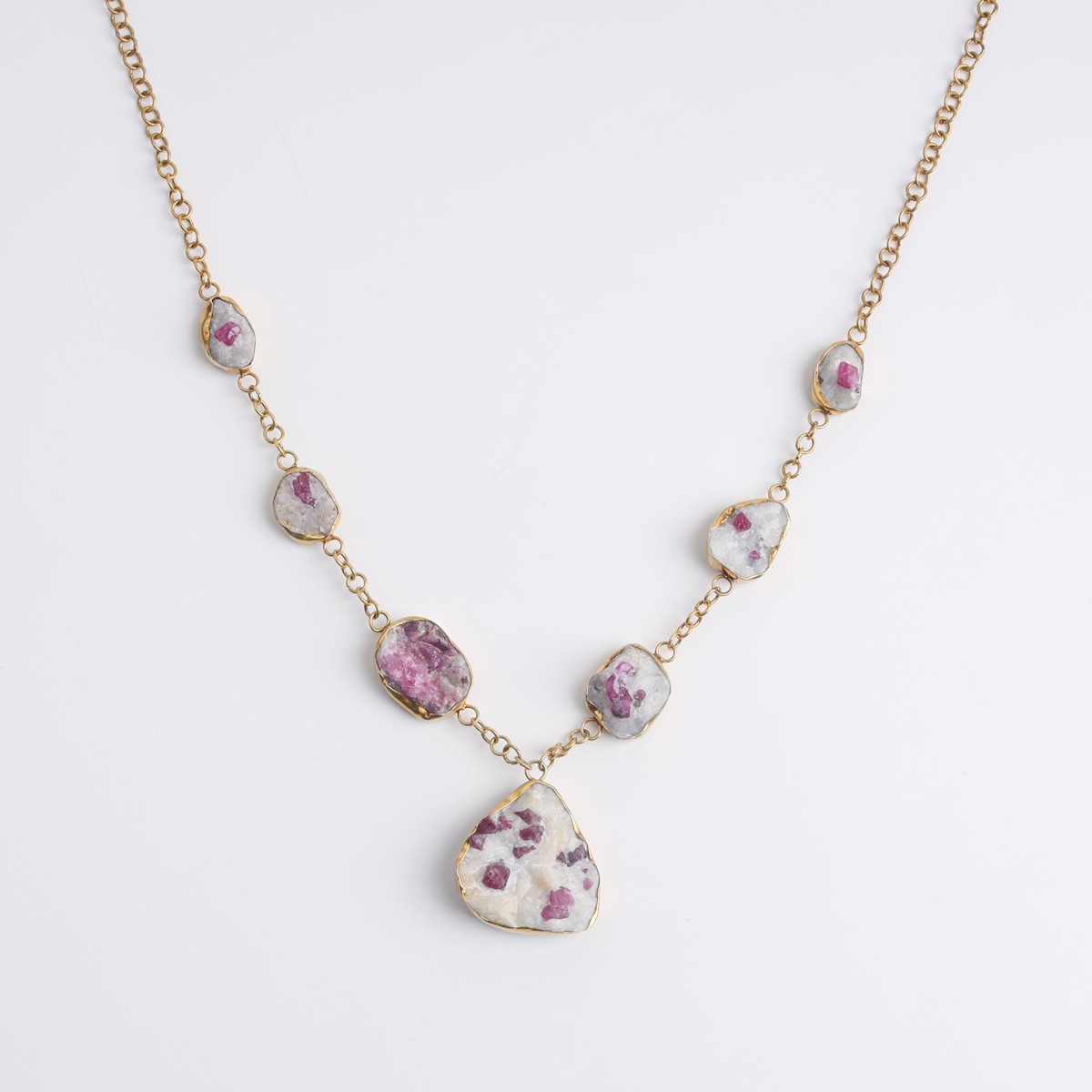 Gold-Plated Ruby in Matrix Gemstone Necklace & Ring Set 7