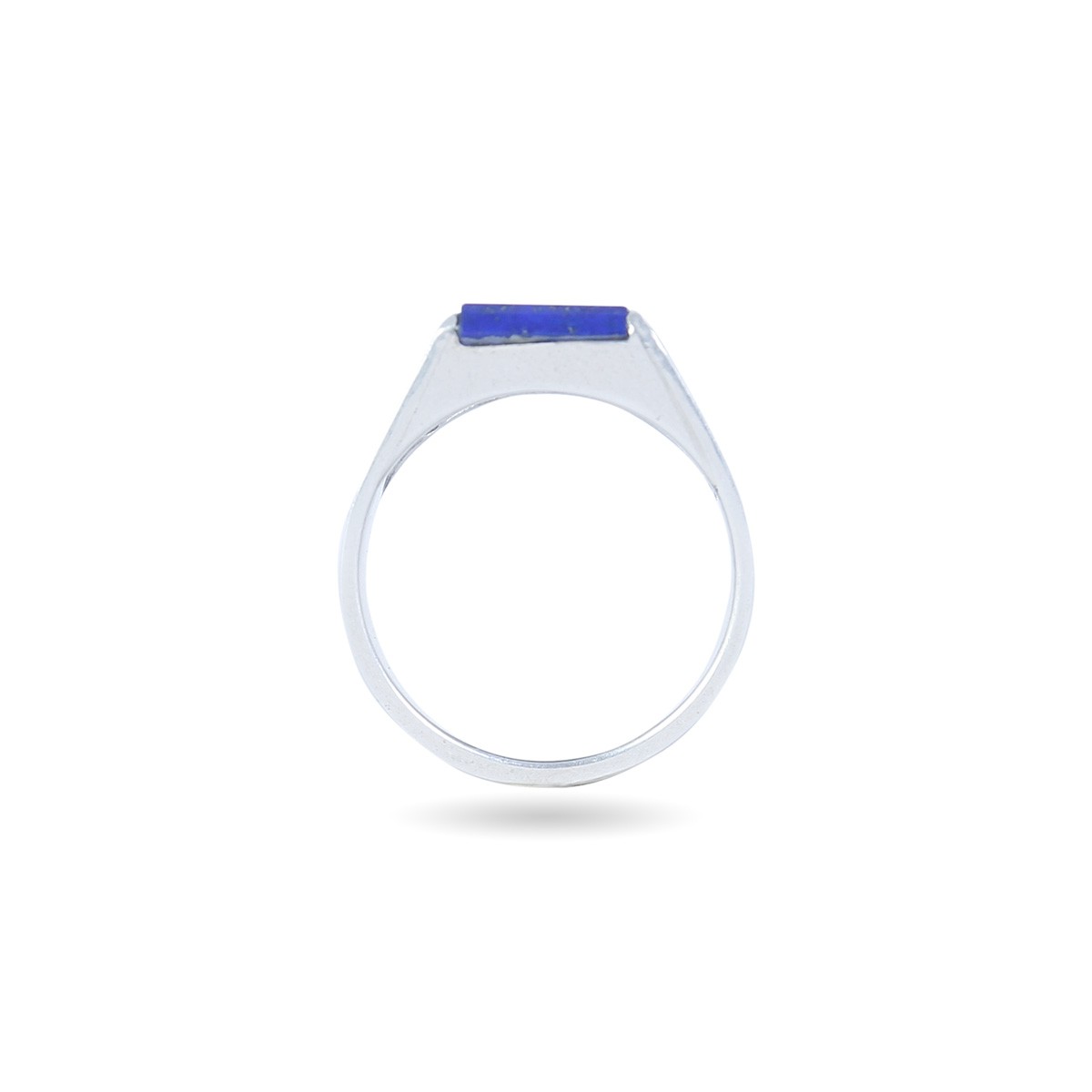 Lapis Lazuli Rectangle Men's Ring | Flat Silver Ring 3