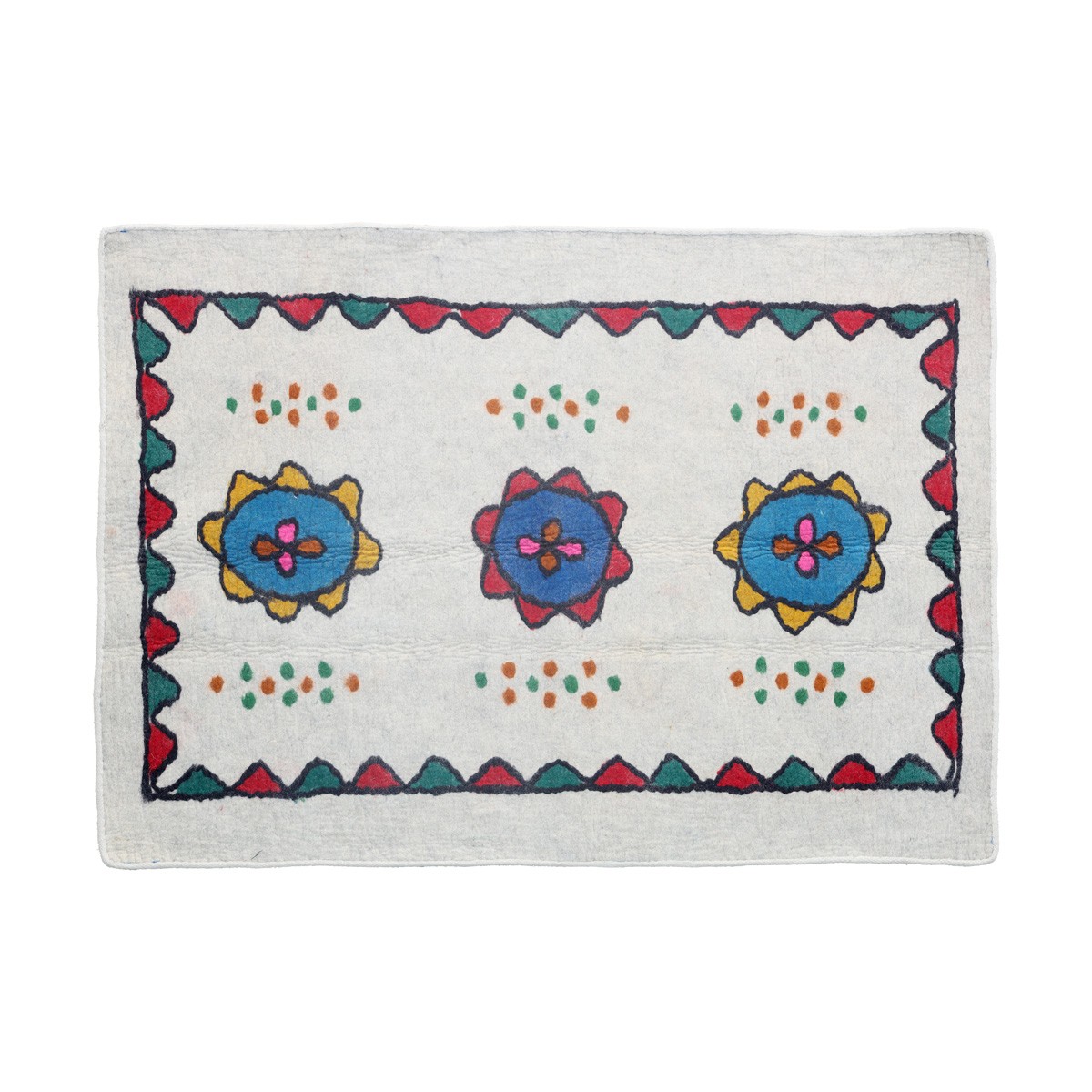 White Floral Design Nuristani Namad | Handmade Woolen Namad 5.9 X 4.3 (ft) 1