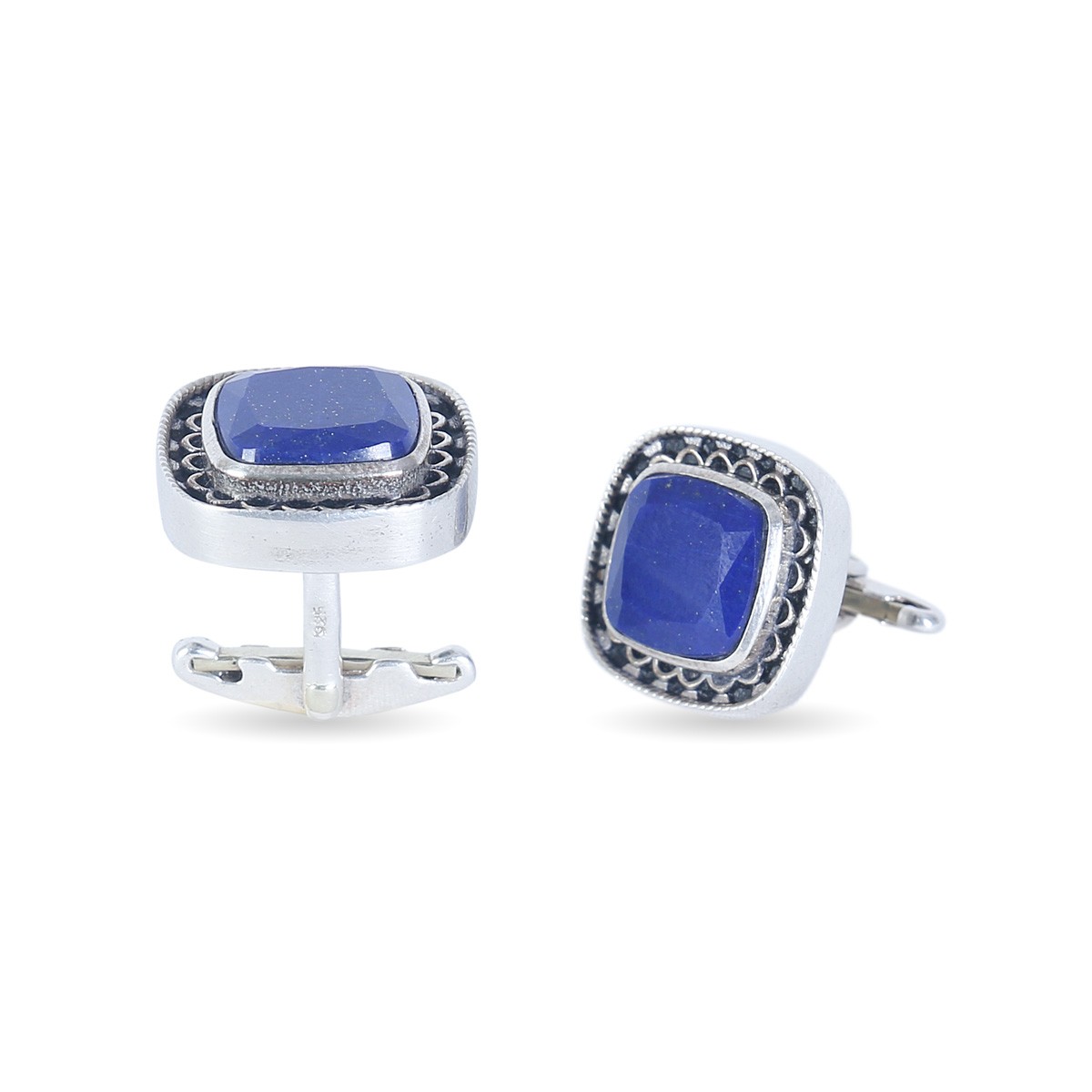 Lapis Square Cufflinks | Silver Fancy Cufflinks 1