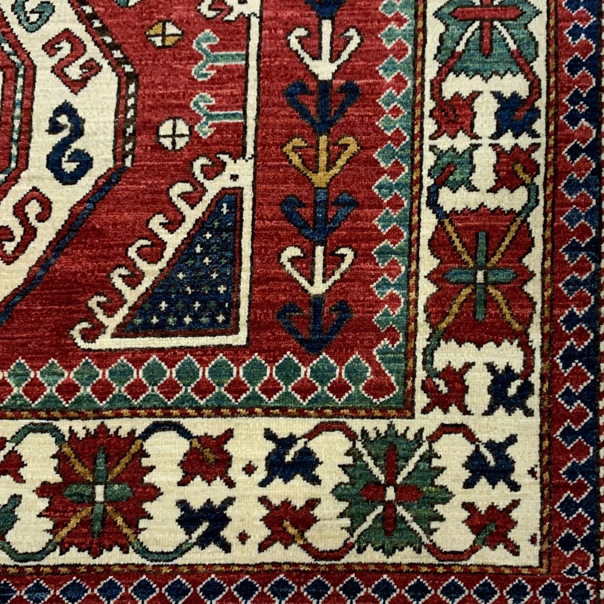 Traditional Afghan Tribal Carpet Reddish Green Hand-woven Afghani Carpet | Turkmen Weave Area Carpet 6.7 X 5 (ft) 2