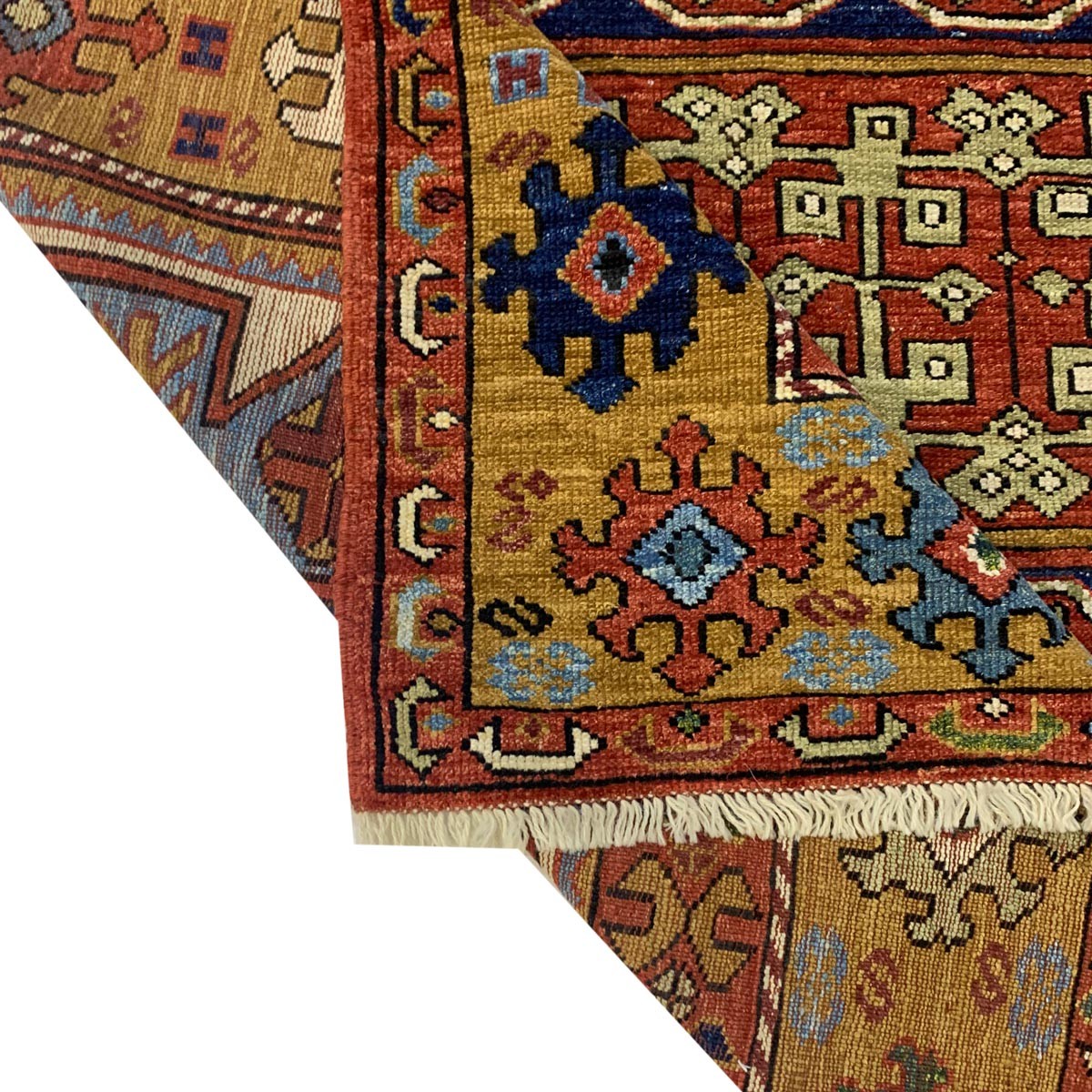Yellowish Brown Kazak Hand-woven Afghan Carpet | Turkmen Weave Area Carpet 7.50 x 5 (ft) 3