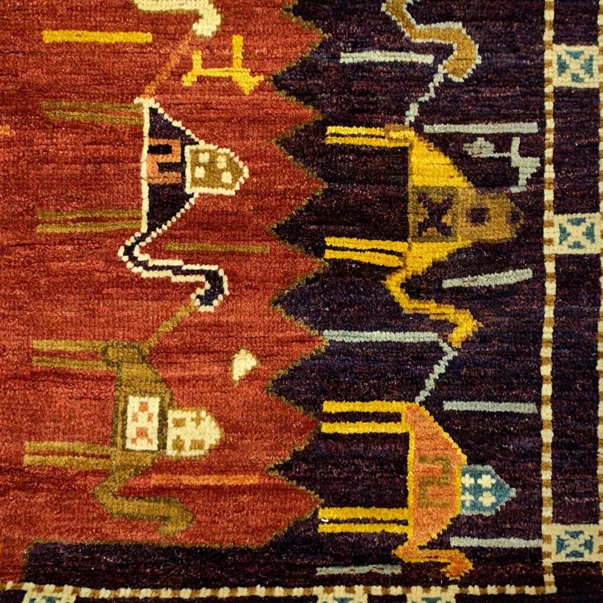 Maroon Camel Design Hand-woven Afghan Carpet | Turkmen Weave Area Carpet 7 X 3.80 (ft) 3