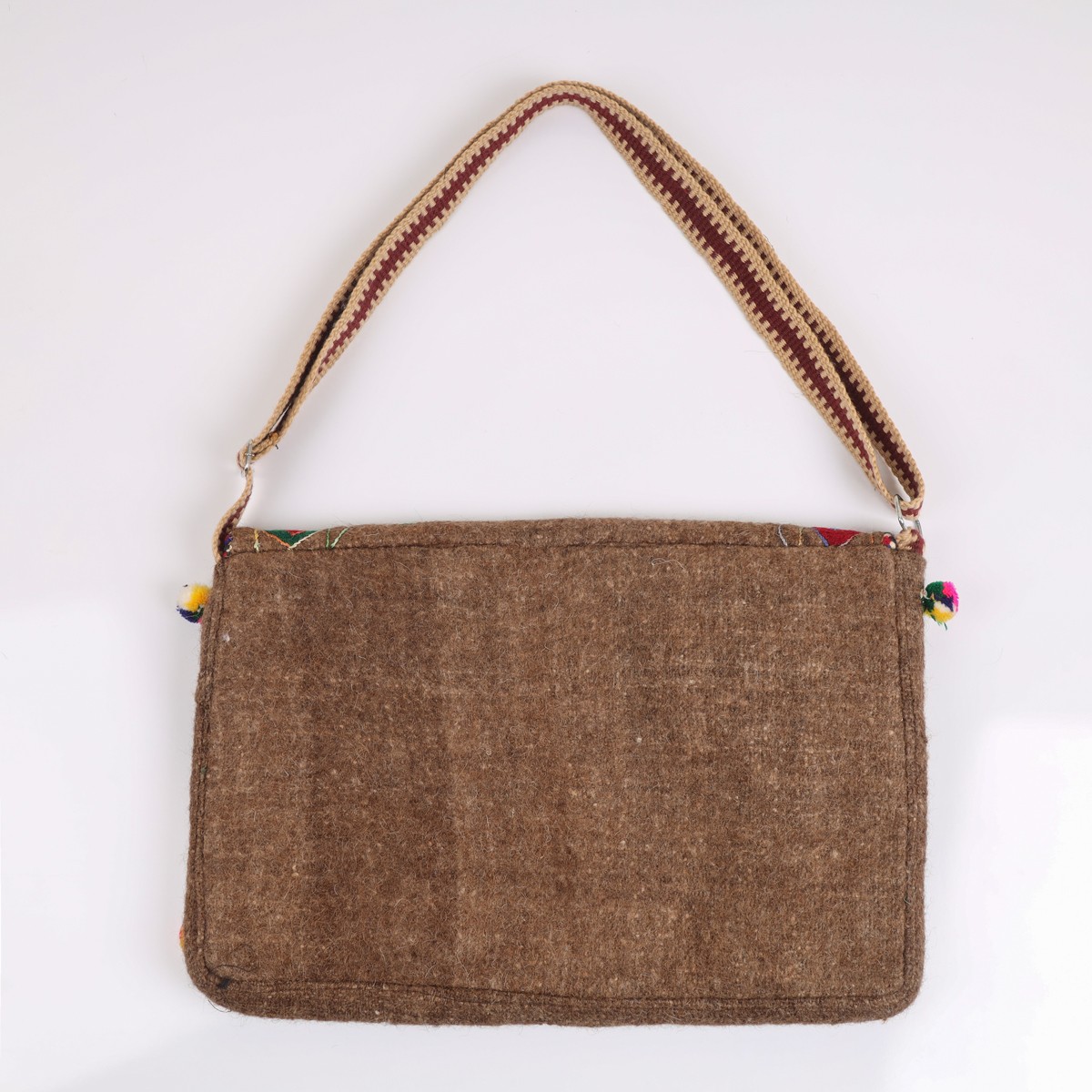 Brown Floral Embroidered Computer Bag | Woolen Handmade Bag 3