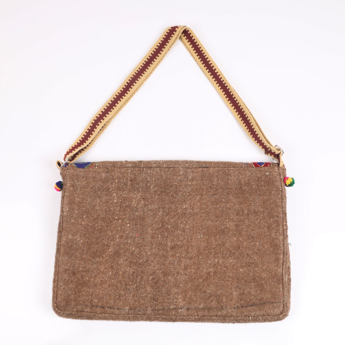 Brown Woolen Handmade Computer Bag | Cross-body Floral Embroidered Bag 3