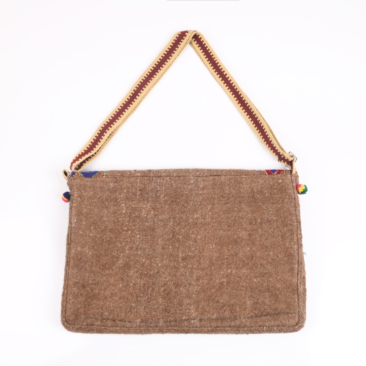 Brown Handmade Embroidered Computer Bag | Woolen Cross-body Computer Case 3